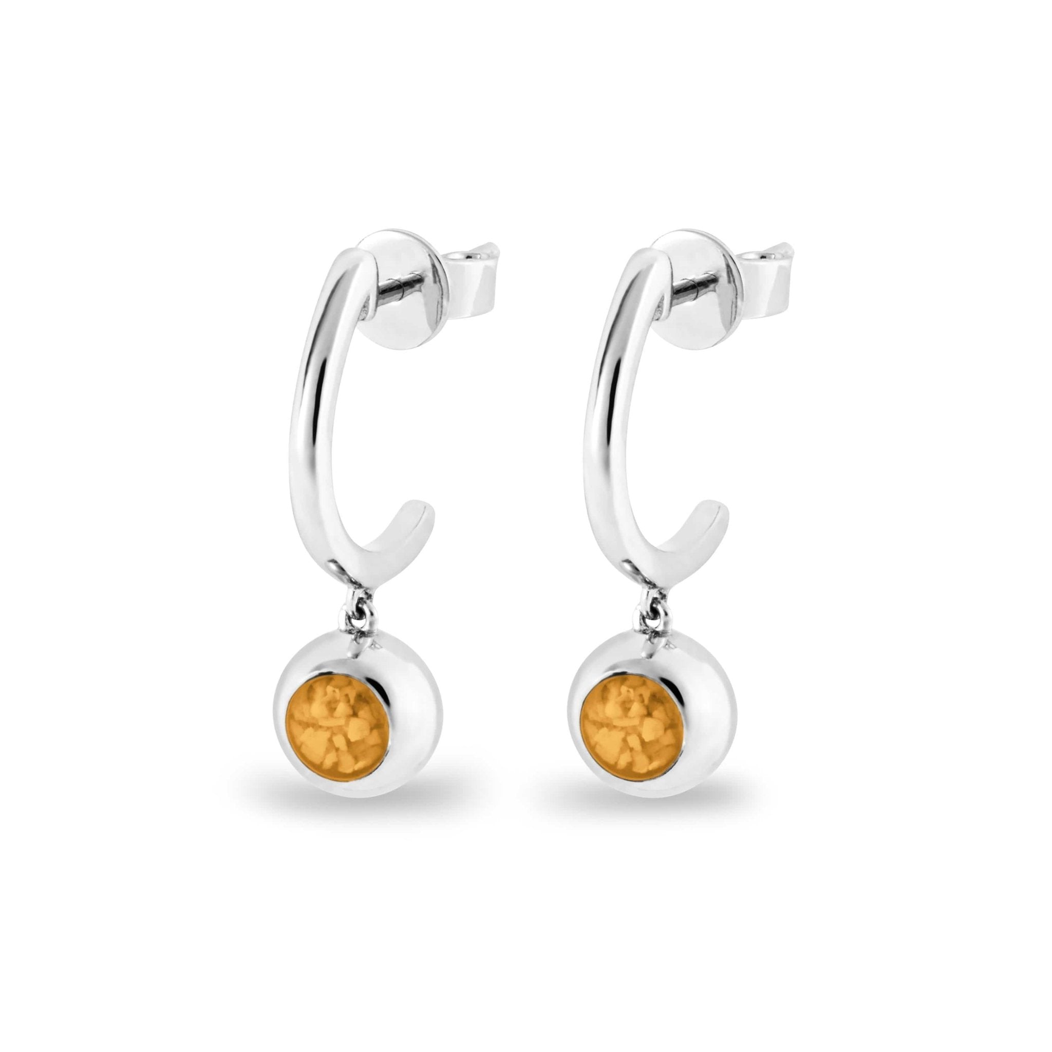 EverWith Ladies Rondure Crescent Memorial Ashes Earrings - Sterling Silver - Orange
