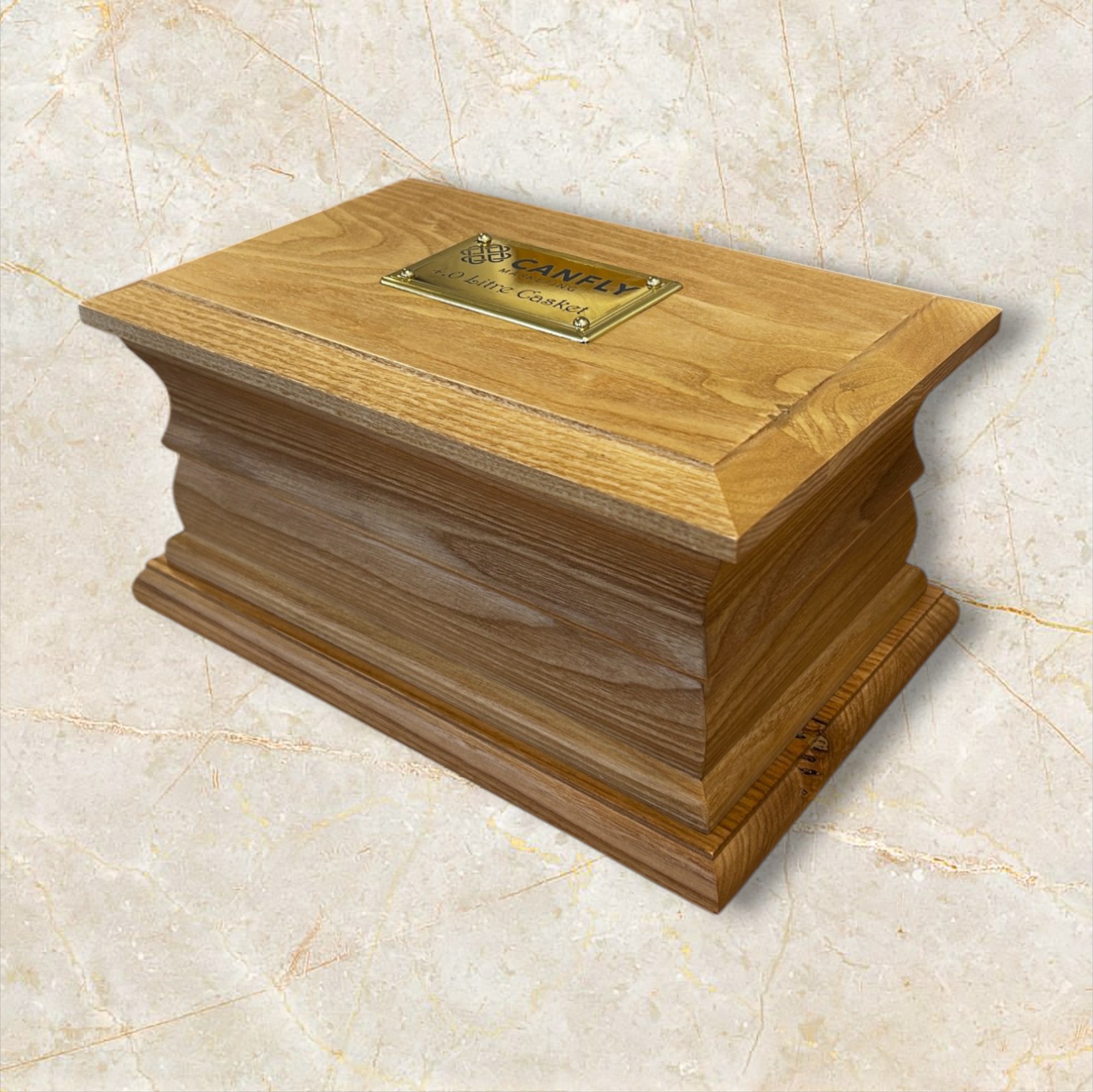 Oak Effect Ash Wood Casket - 4 Litre