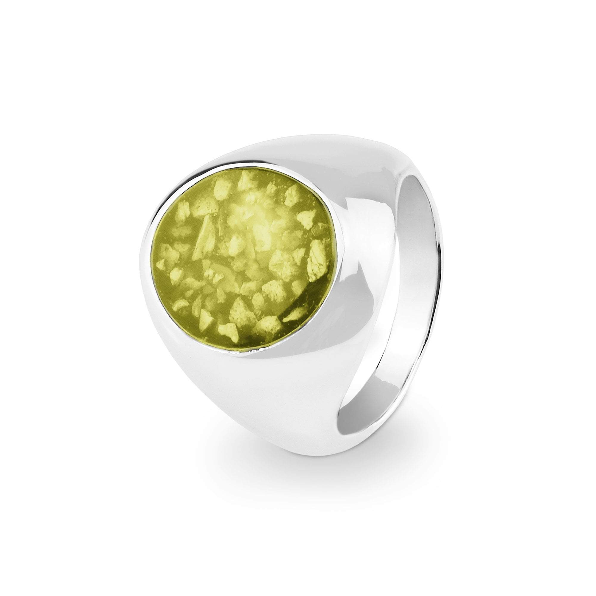 EverWith Gents Signet Memorial Ashes Ring - 9k White Gold - Yellow