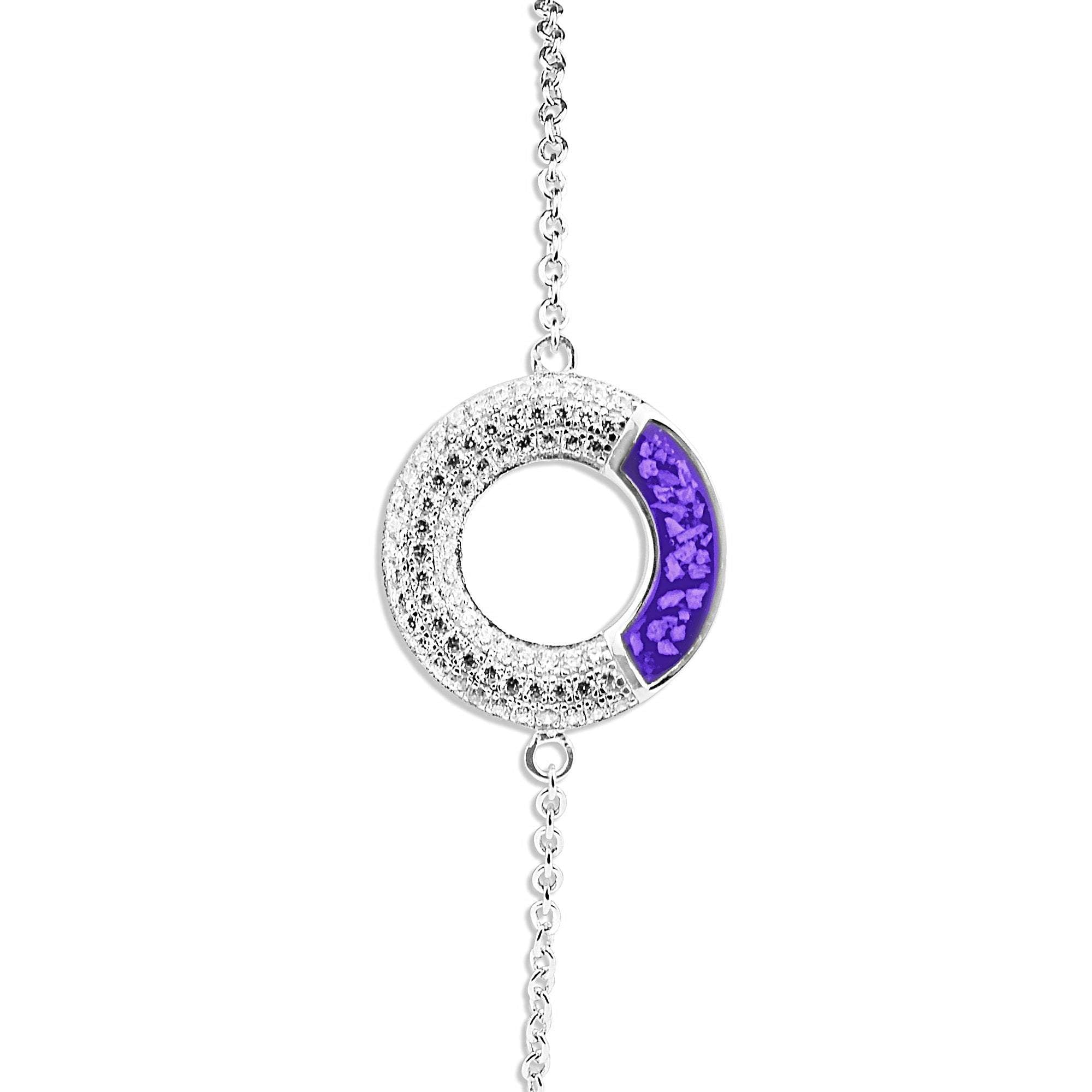 EverWith Ladies Eternal Memorial Ashes Bracelet with Fine Crystals - Sterling Silver - Purple