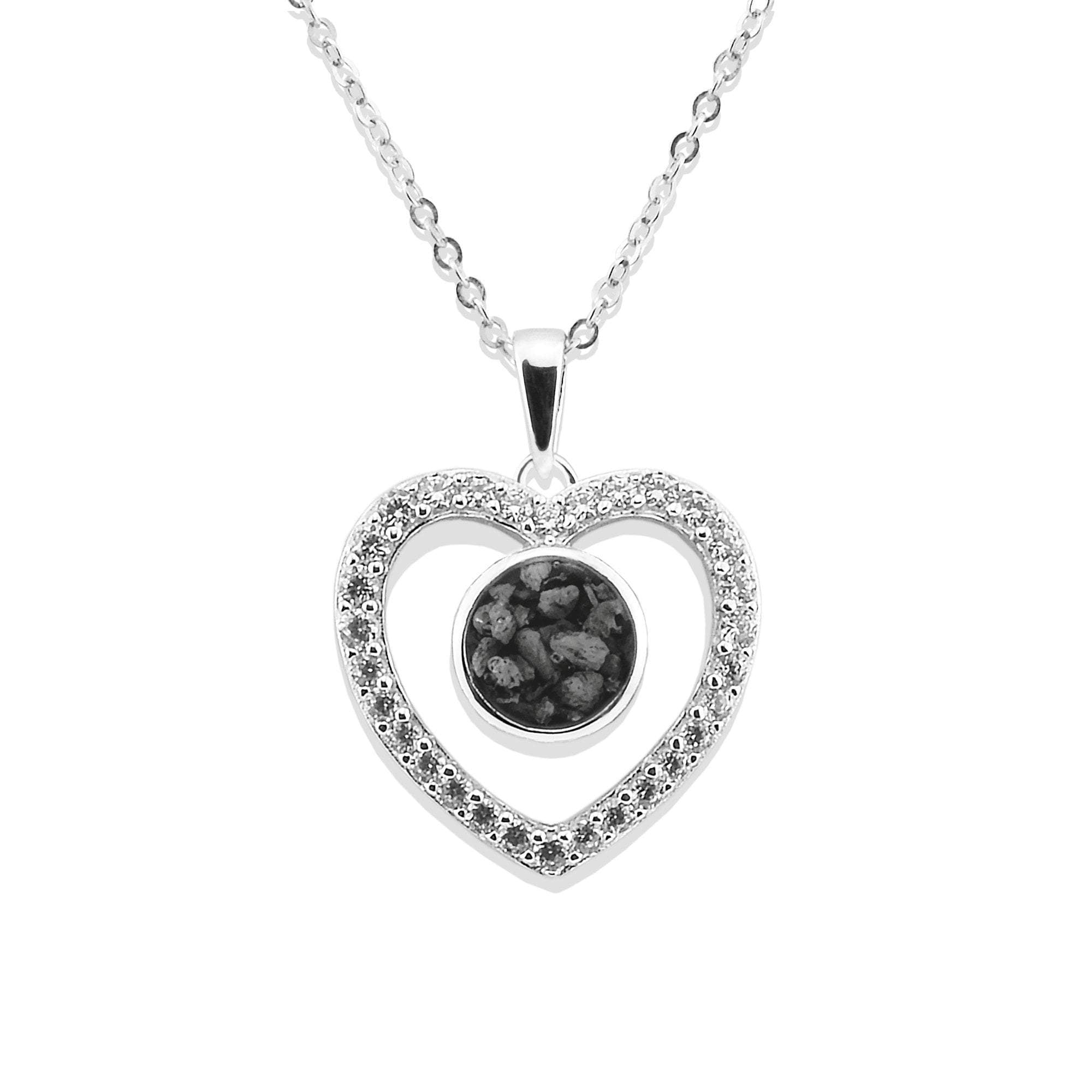 EverWith Ladies Forever Memorial Ashes Pendant with Fine Crystals - Sterling Silver - Black