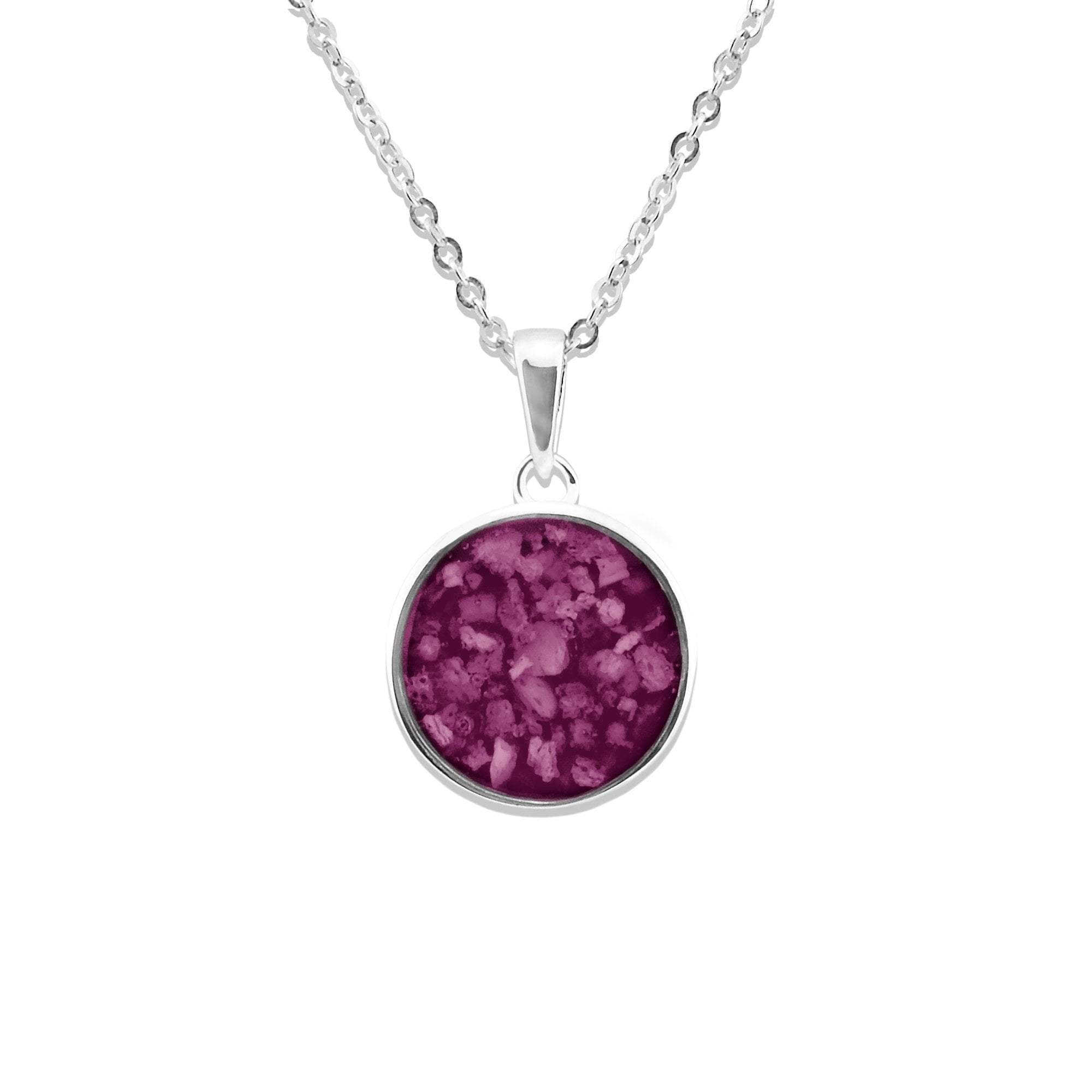 EverWith Ladies Classic Round Memorial Ashes Pendant - Sterling Silver - Violet