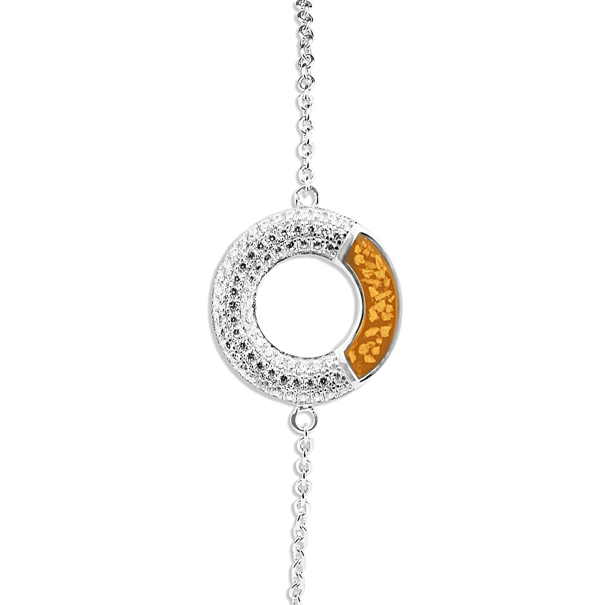EverWith Ladies Eternal Memorial Ashes Bracelet with Fine Crystals - Sterling Silver - Orange
