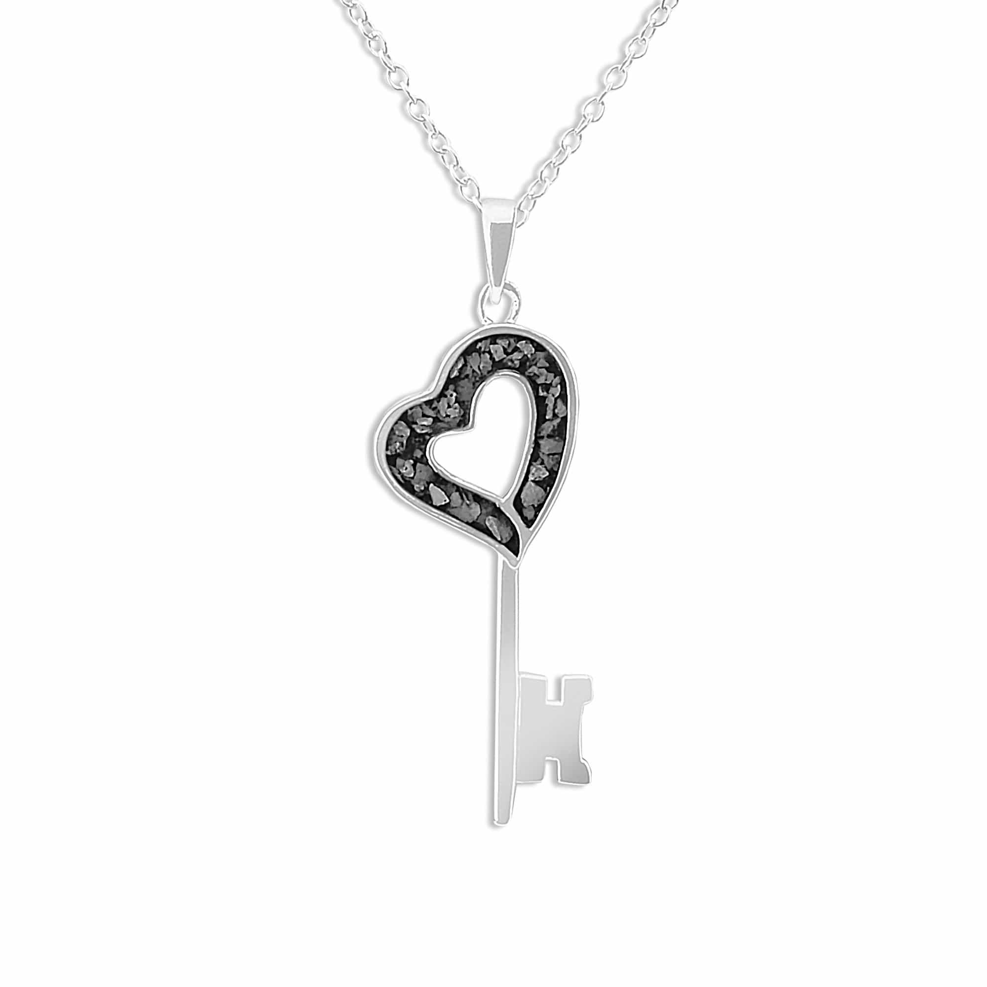 EverWith Ladies Key Memorial Ashes Pendant - Sterling Silver - Black