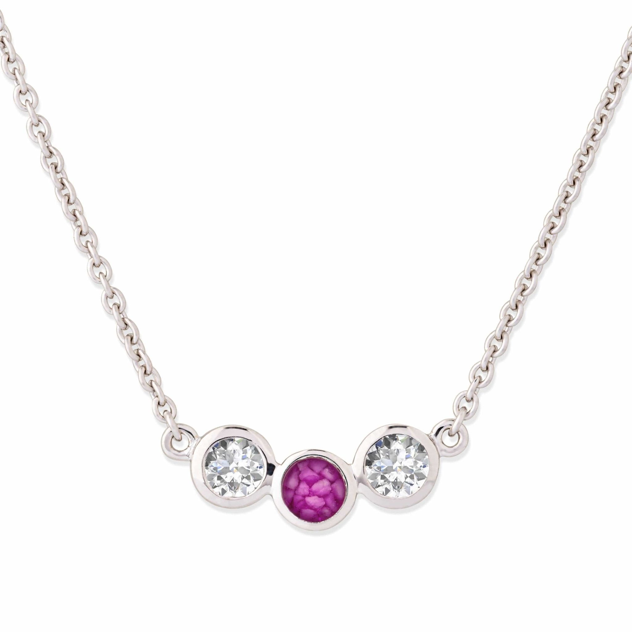 EverWith Ladies Three Of Us Memorial Ashes Necklace - Sterling Silver - Violet