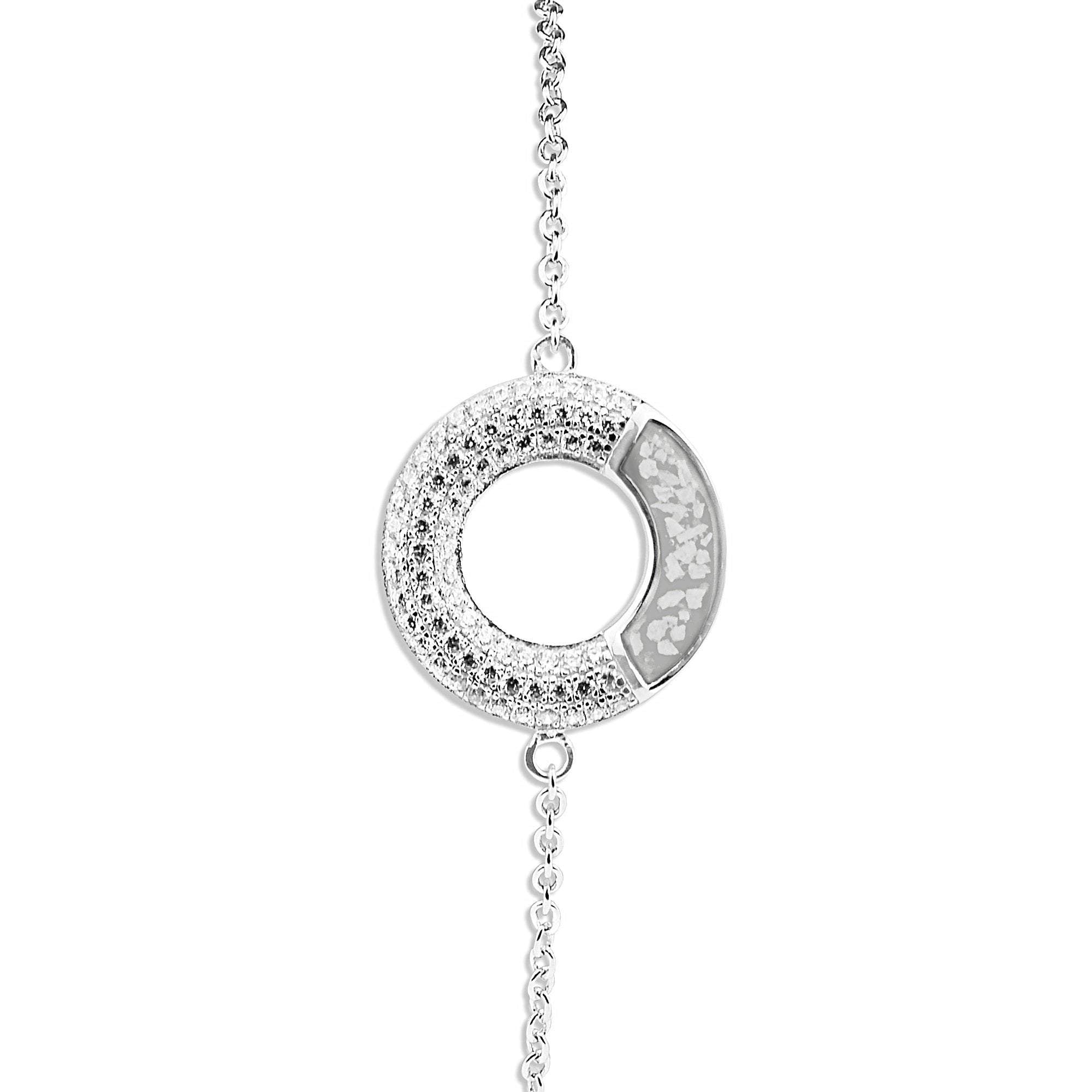 EverWith Ladies Eternal Memorial Ashes Bracelet with Fine Crystals - Sterling Silver - White
