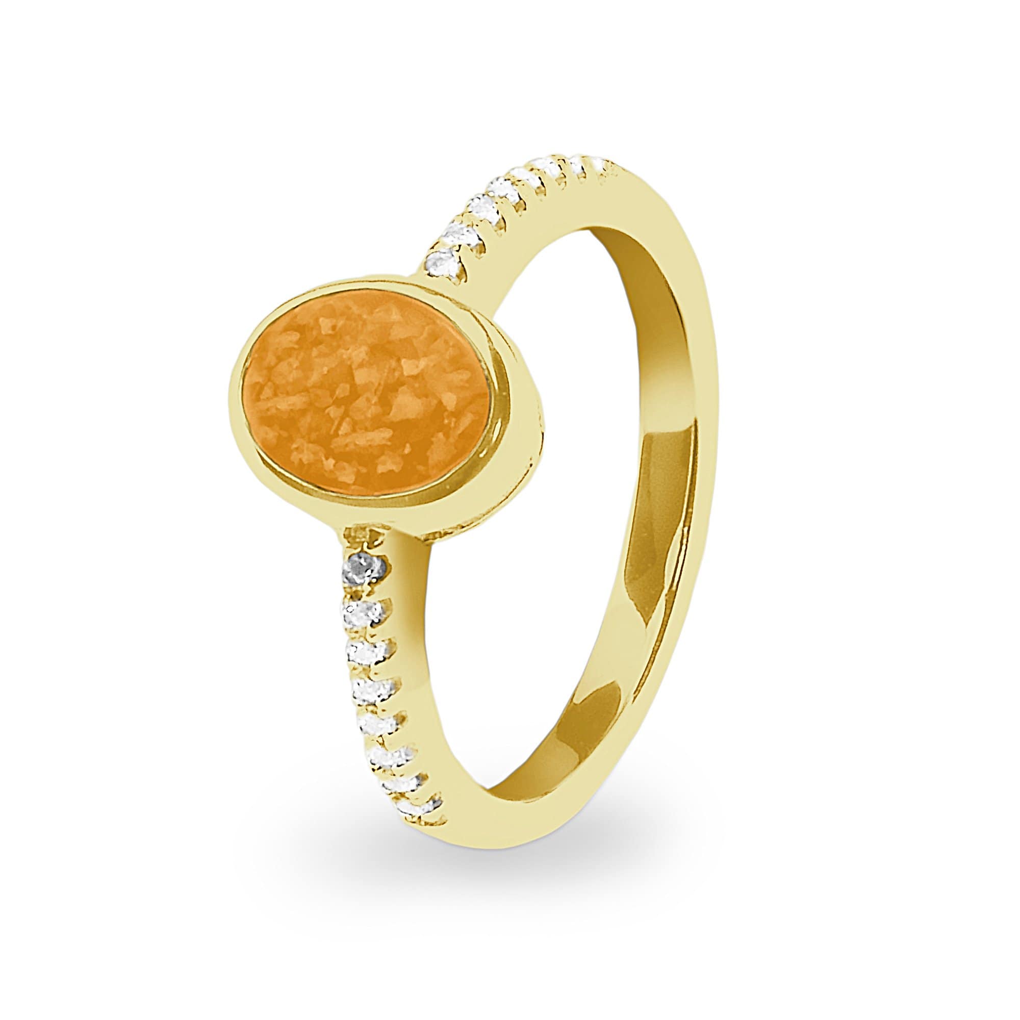 EverWith Ladies Guard Memorial Ashes Ring - 9k Yellow Gold - Orange