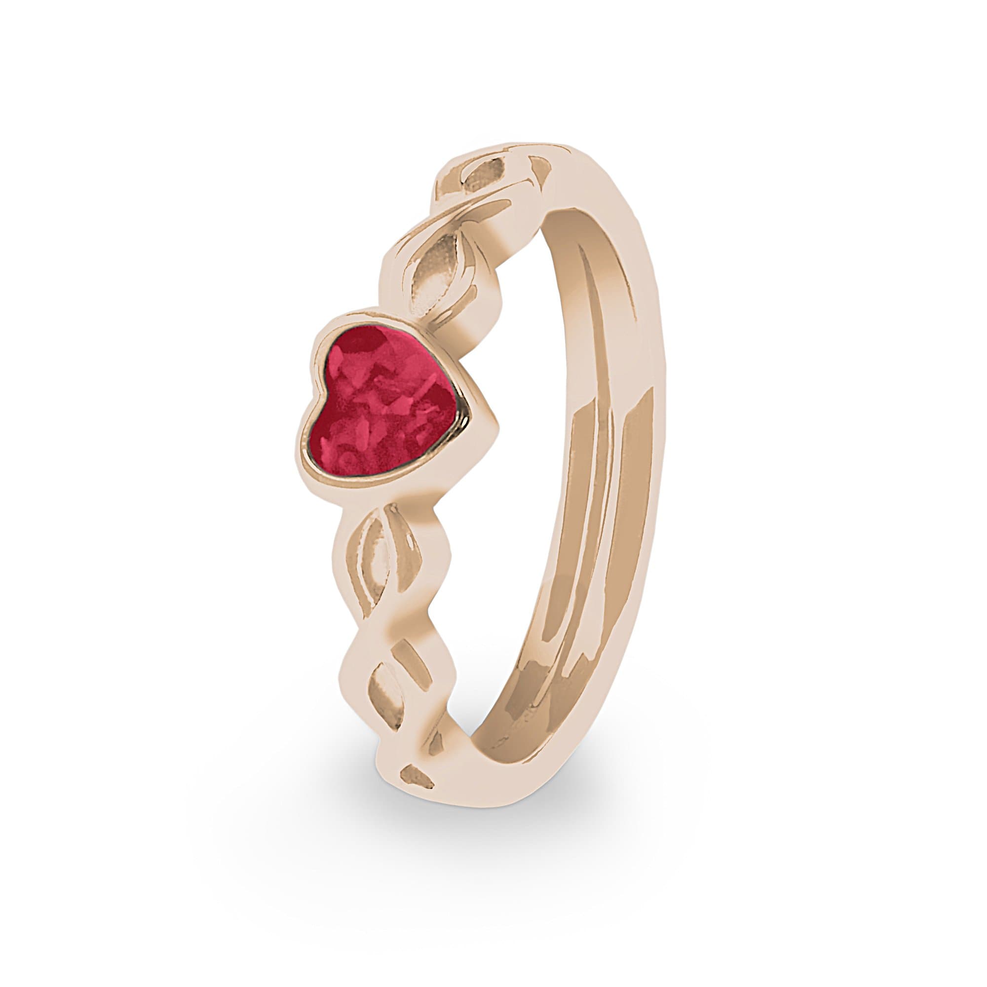 EverWith Ladies Beau Memorial Ashes Ring - 9k Rose Gold - Red
