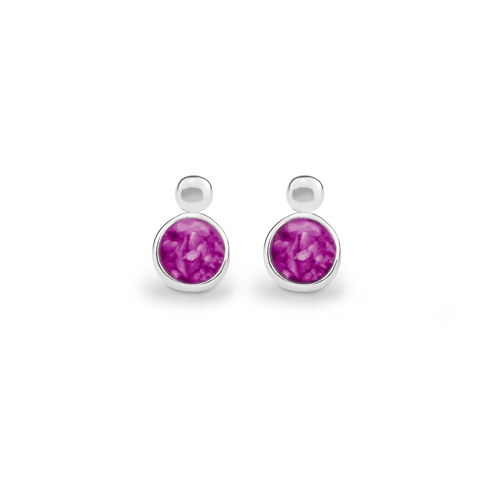 EverWith Delicate Drop Memorial Ashes Earrings - Sterling Silver - Pink