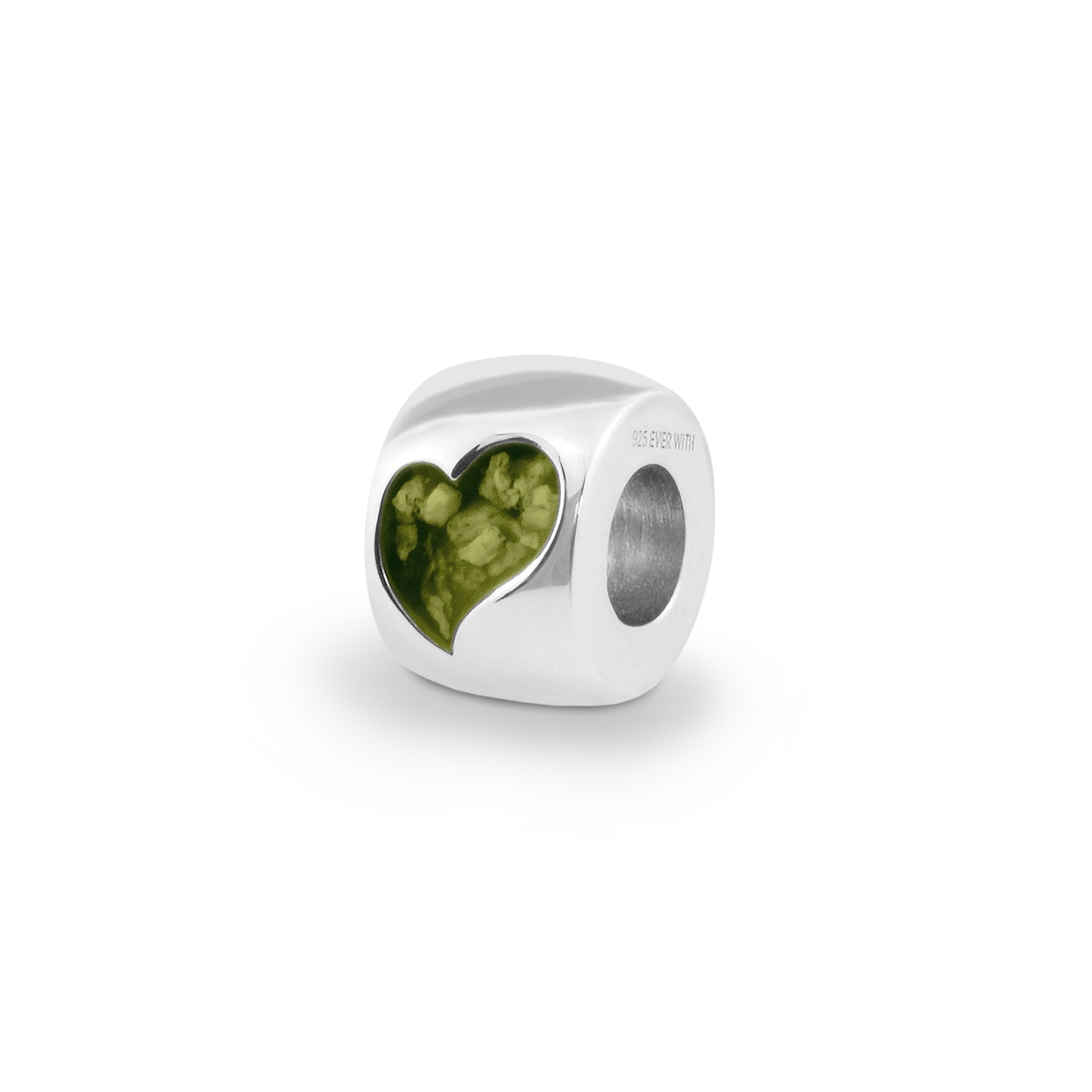 EverWith Cherish Memorial Ashes Charm Bead with Fine Crystals - Sterling Silver - Green