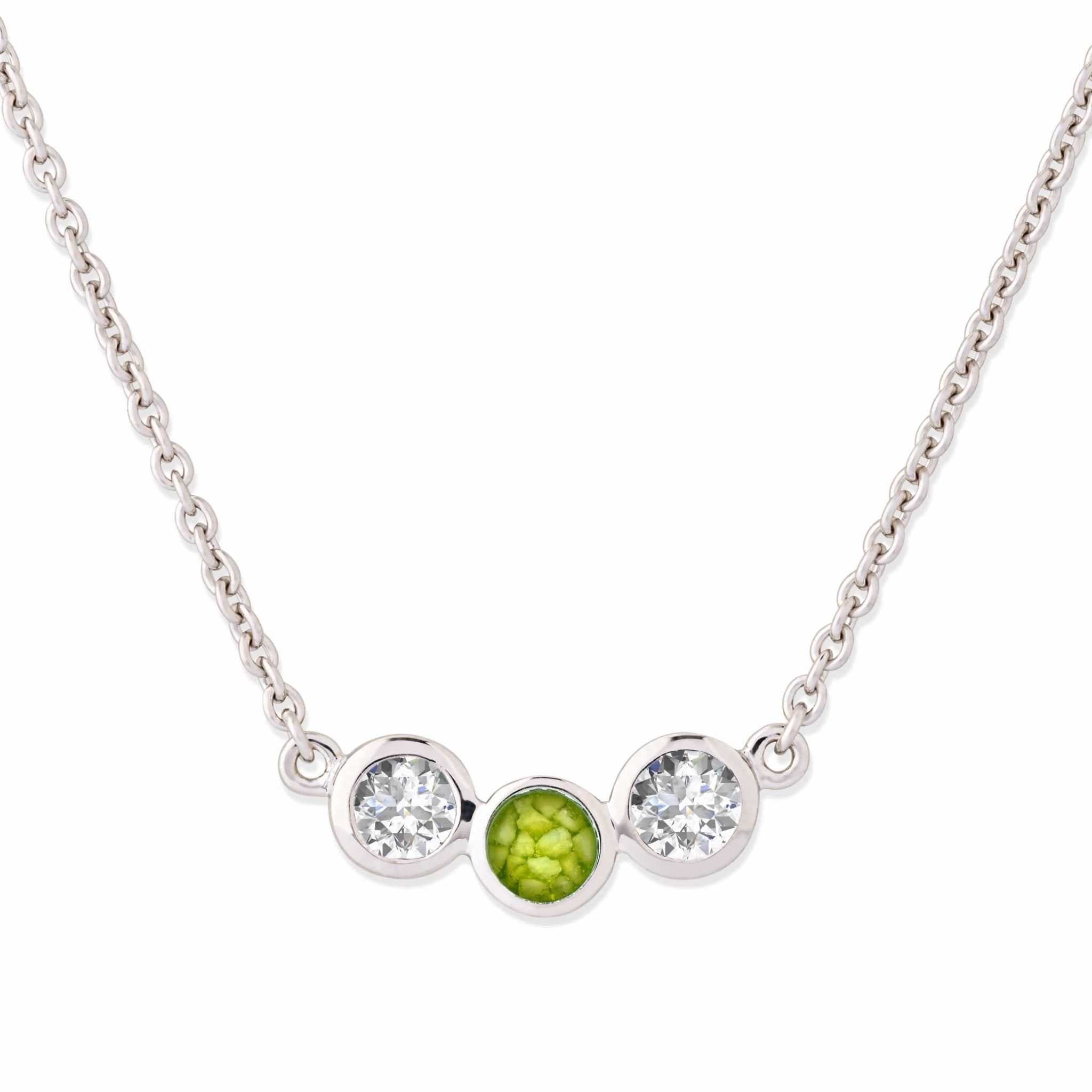EverWith Ladies Three Of Us Memorial Ashes Necklace - Sterling Silver - Green