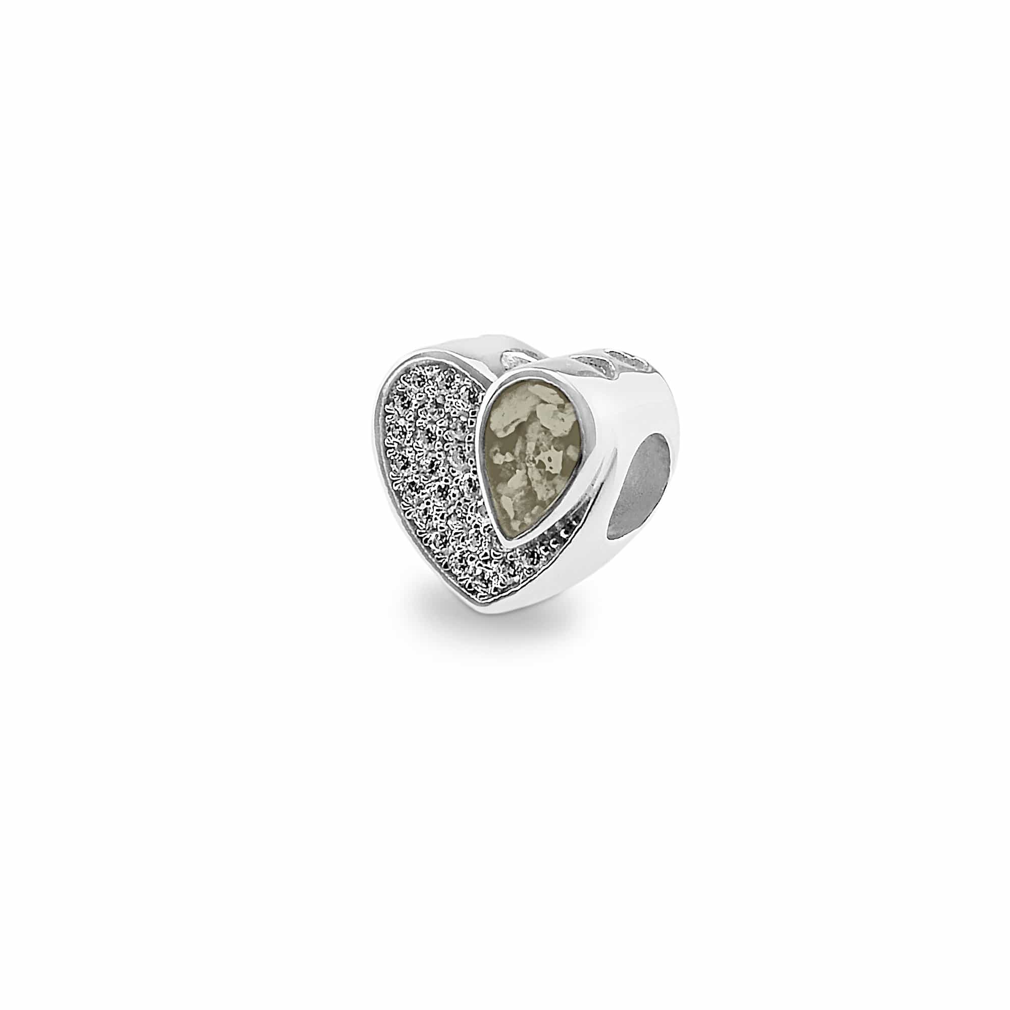 EverWith Beloved Memorial Ashes Charm Bead with Fine Crystals - Sterling Silver - Transparent
