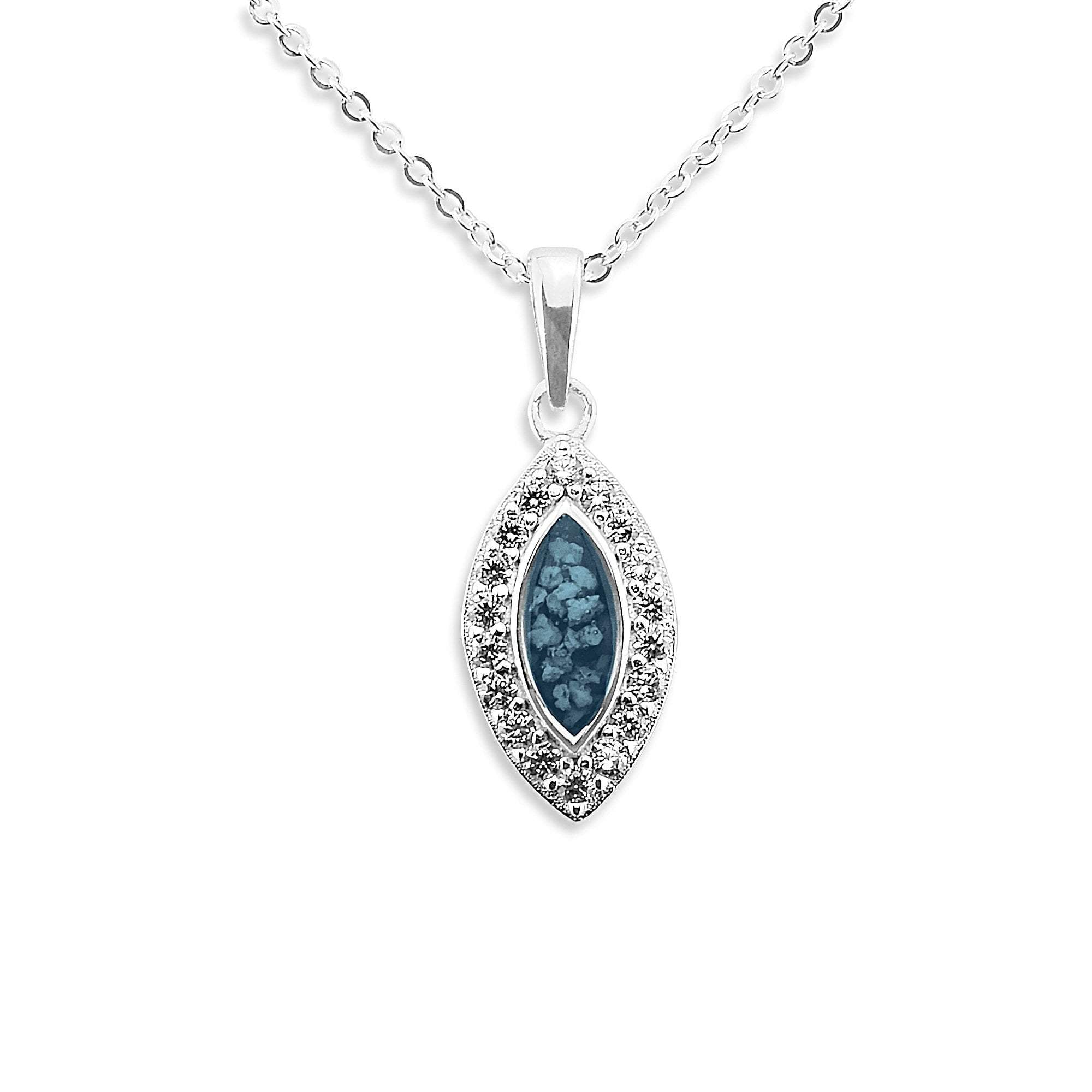 EverWith Ladies Marquise Memorial Ashes Pendant with Fine Crystals - Sterling Silver - Black