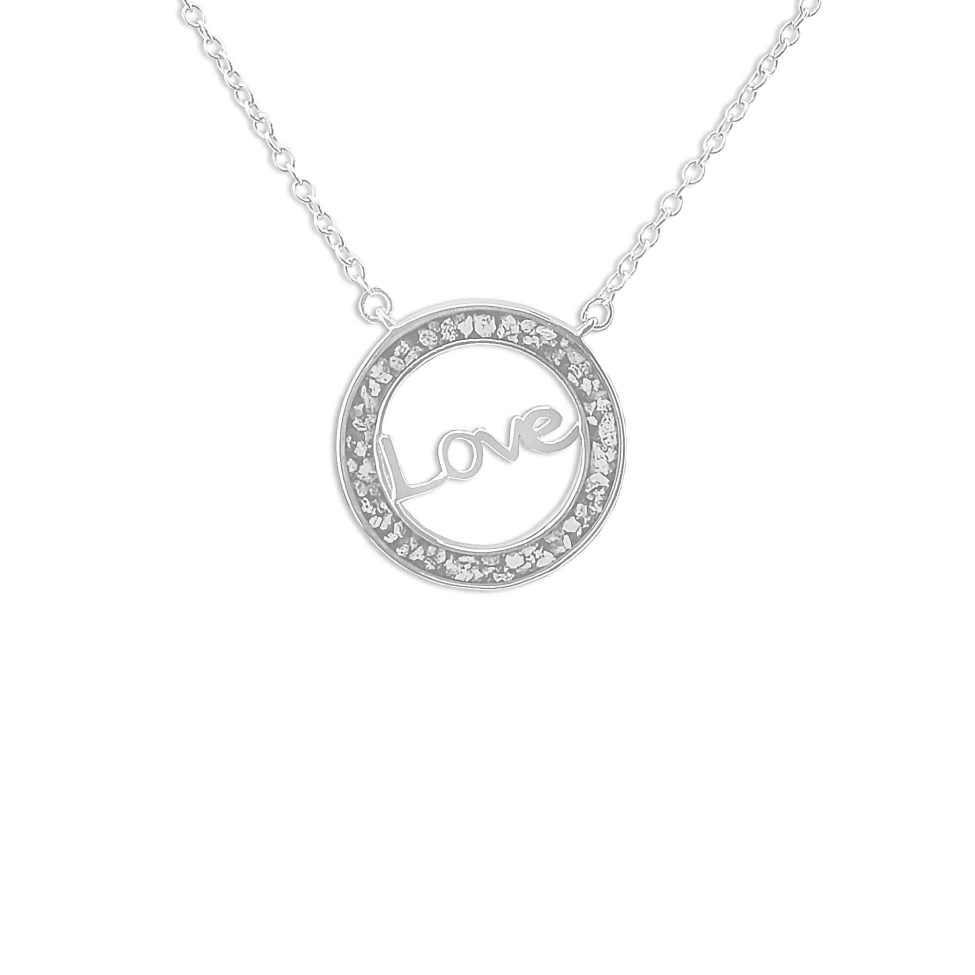 EverWith Ladies Love Memorial Ashes Necklace - Sterling Silver - White