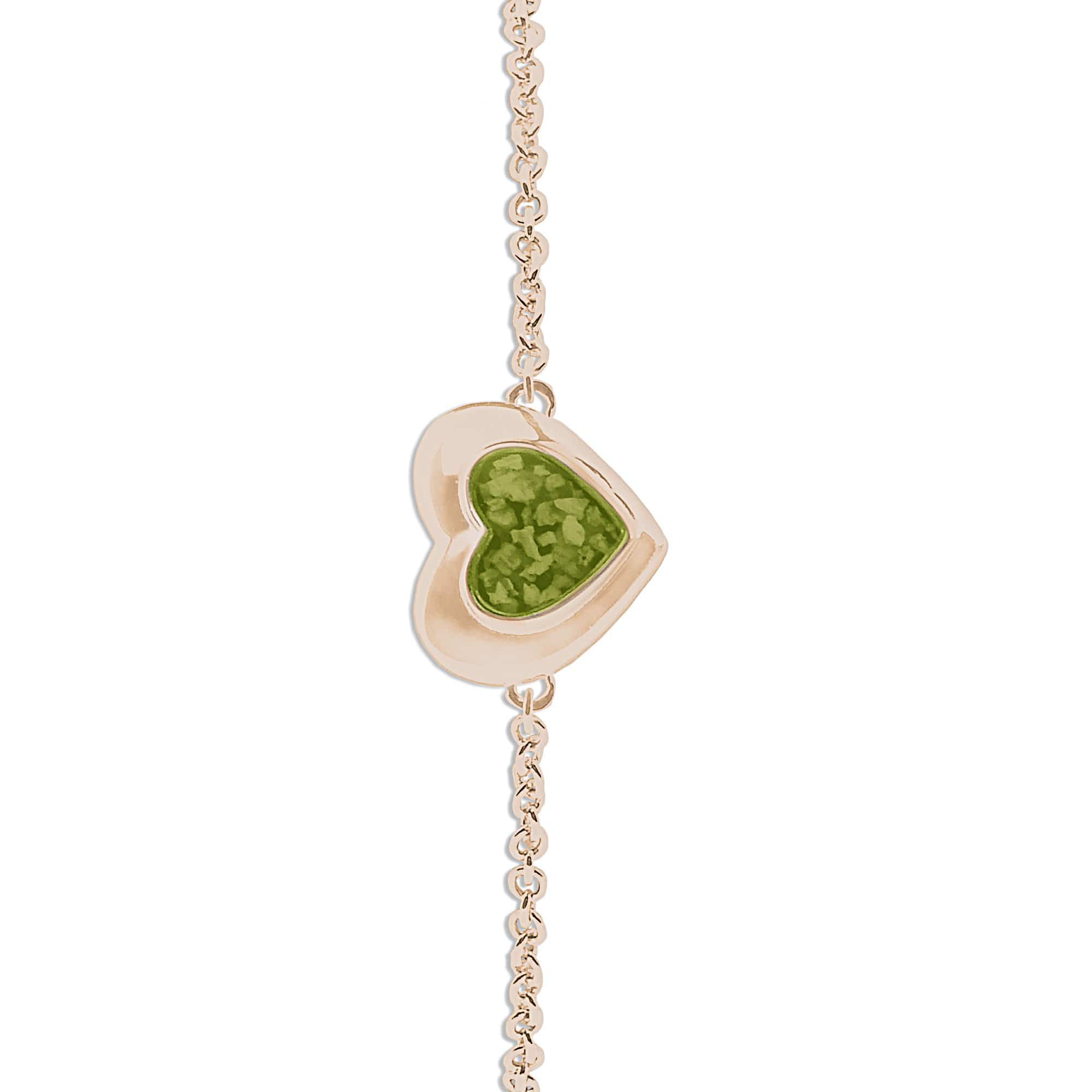 EverWith Ladies Revere Memorial Ashes Bracelet - 9k Rose Gold - Green