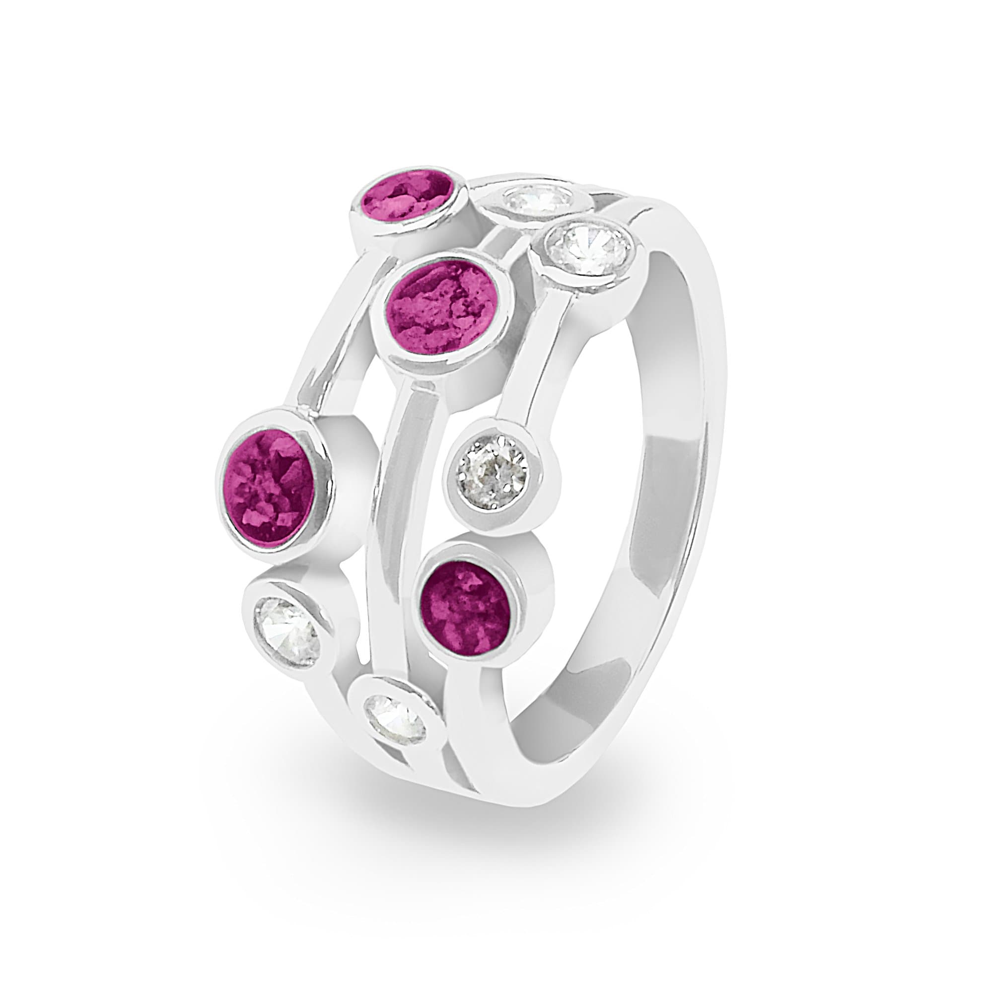 EverWith Ladies Droplets Memorial Ashes Ring with Fine Crystals - 9k White Gold - Violet