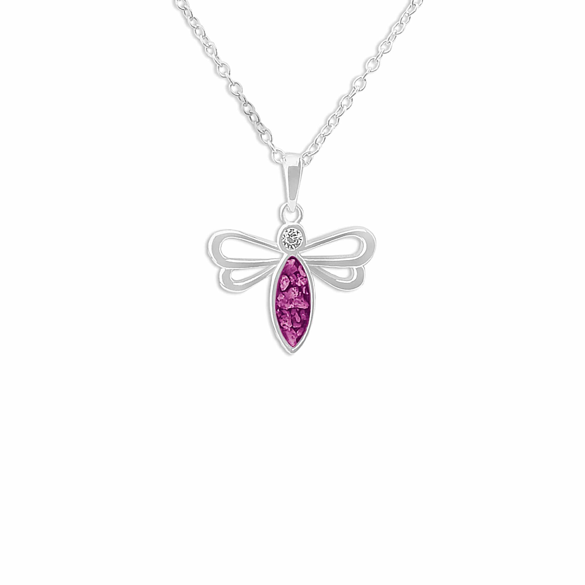 EverWith Ladies Bee Memorial Ashes Pendant with Fine Crystal - Sterling Silver - Pink