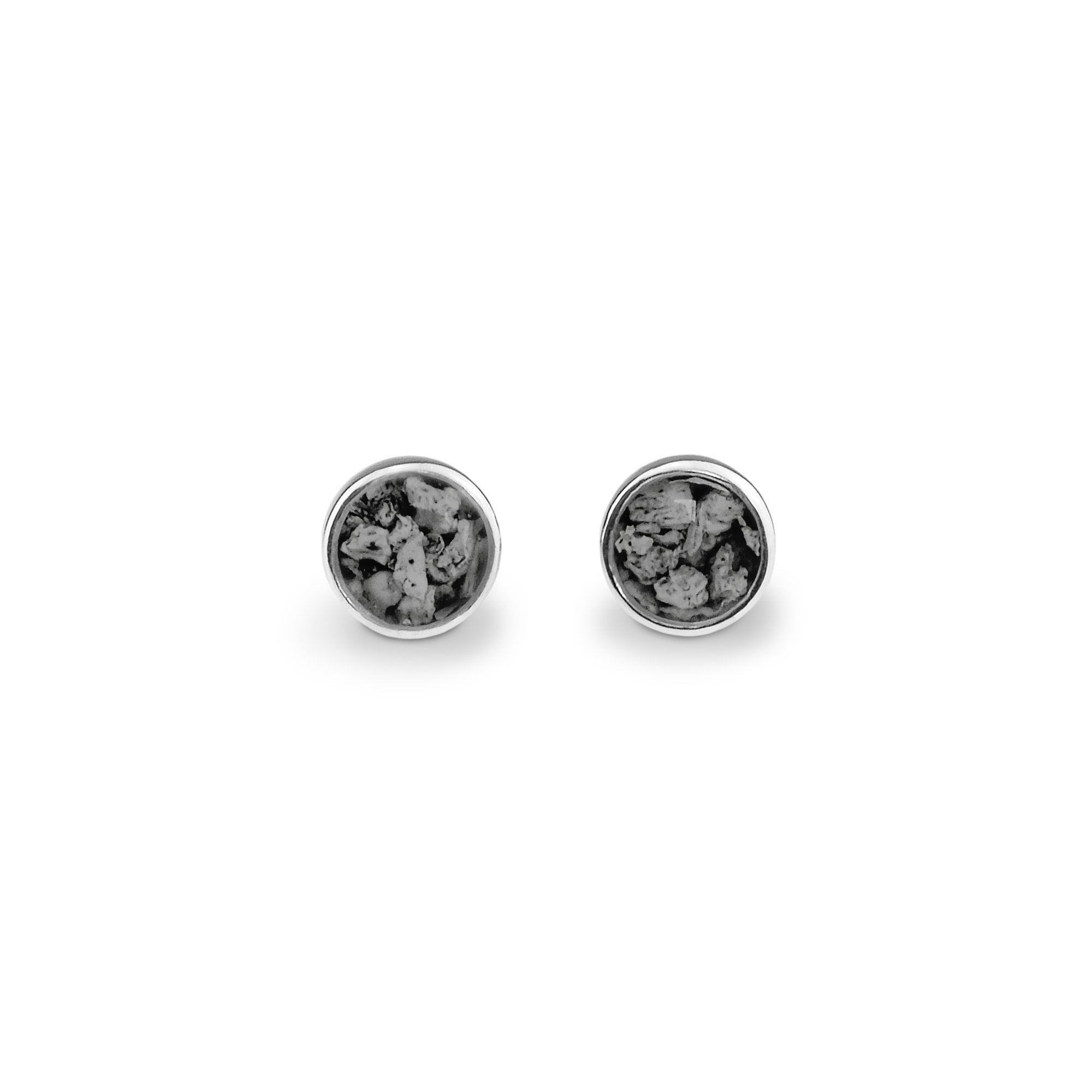 EverWith Ladies Classic Round Memorial Ashes Earrings - Sterling Silver - Black