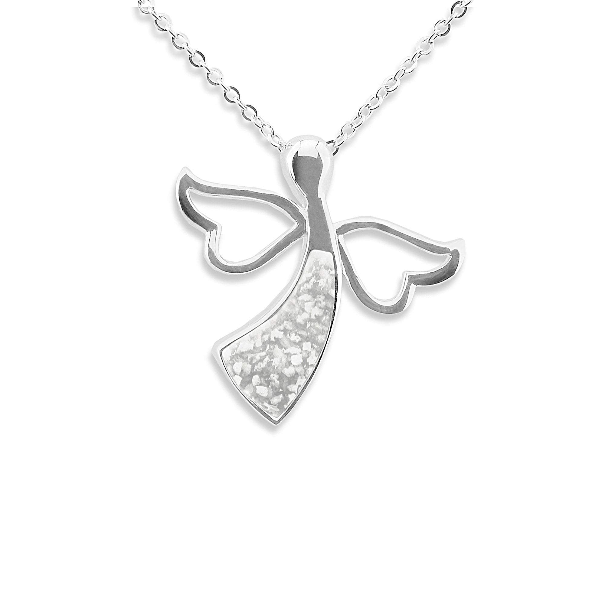 EverWith Ladies Angel Memorial Ashes Pendant - Sterling Silver - White