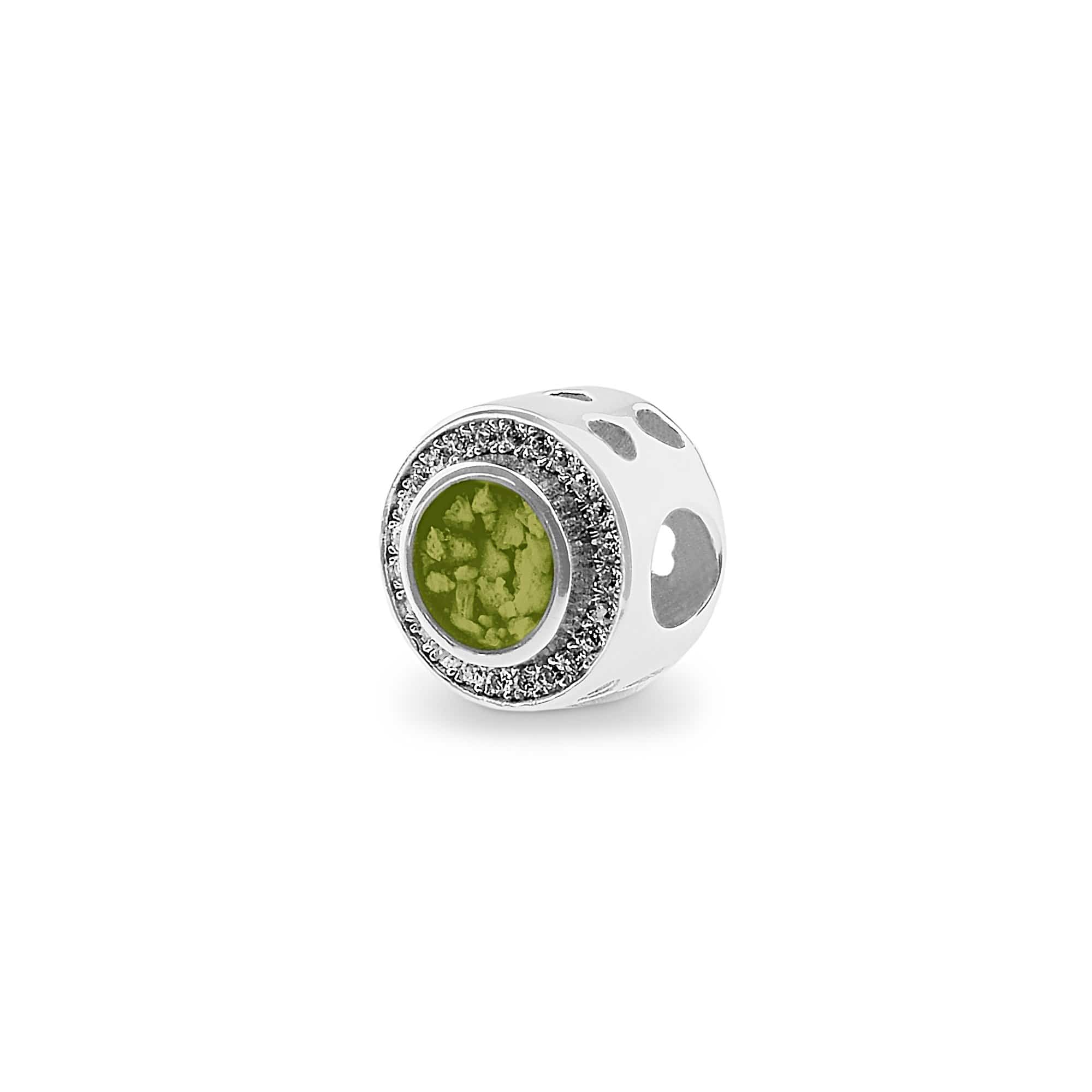 EverWith Admire Memorial Ashes Charm Bead with Fine Crystals - 9k White Gold - Green