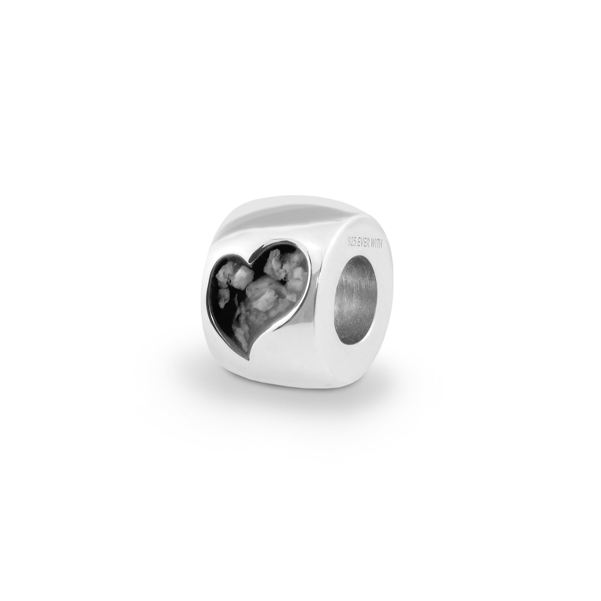 EverWith Cherish Memorial Ashes Charm Bead with Fine Crystals - Sterling Silver - Black