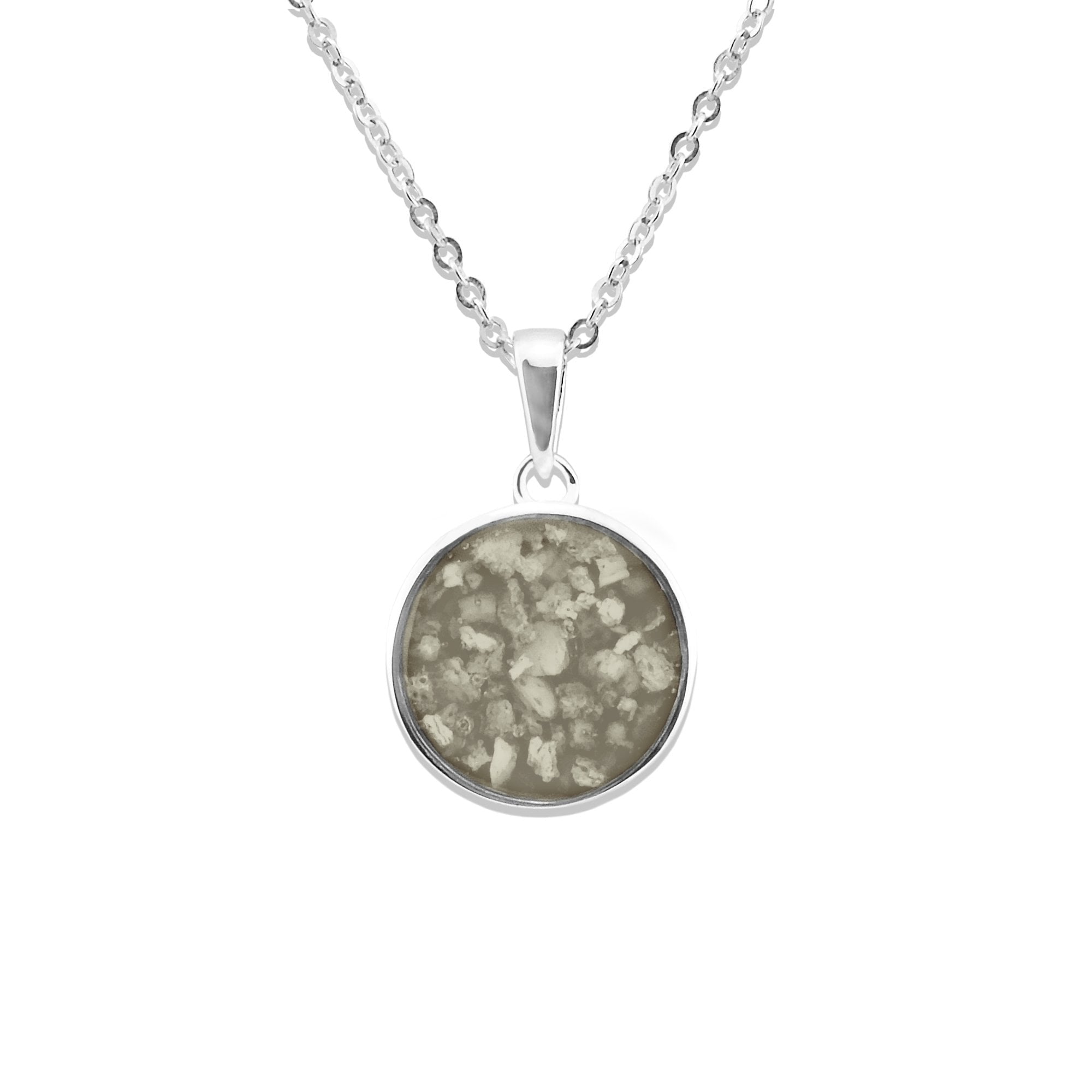 EverWith Ladies Classic Round Memorial Ashes Pendant - Sterling Silver - Transparent