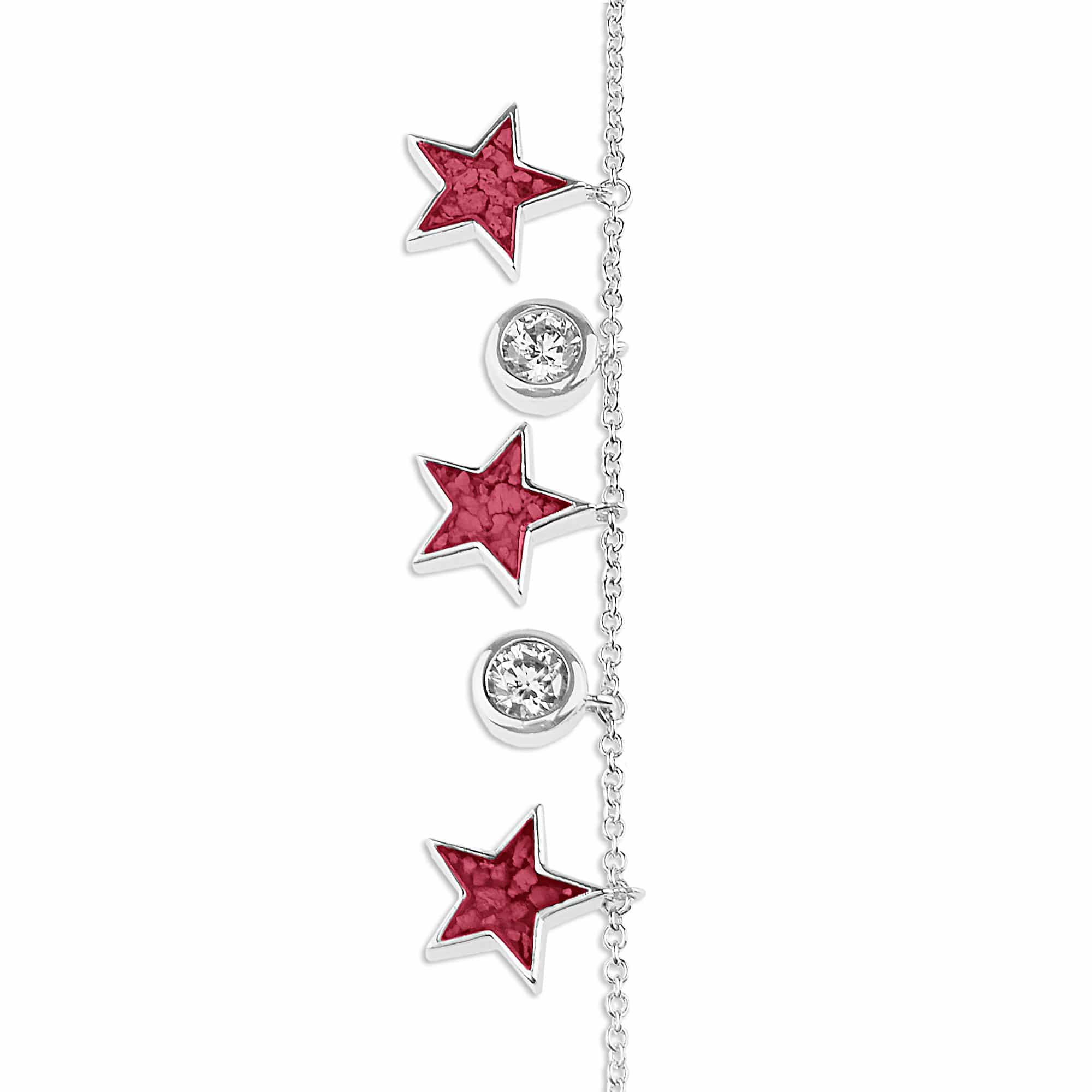 EverWith Ladies Galaxy Memorial Ashes Bracelet with Fine Crystals - Sterling Silver - Red