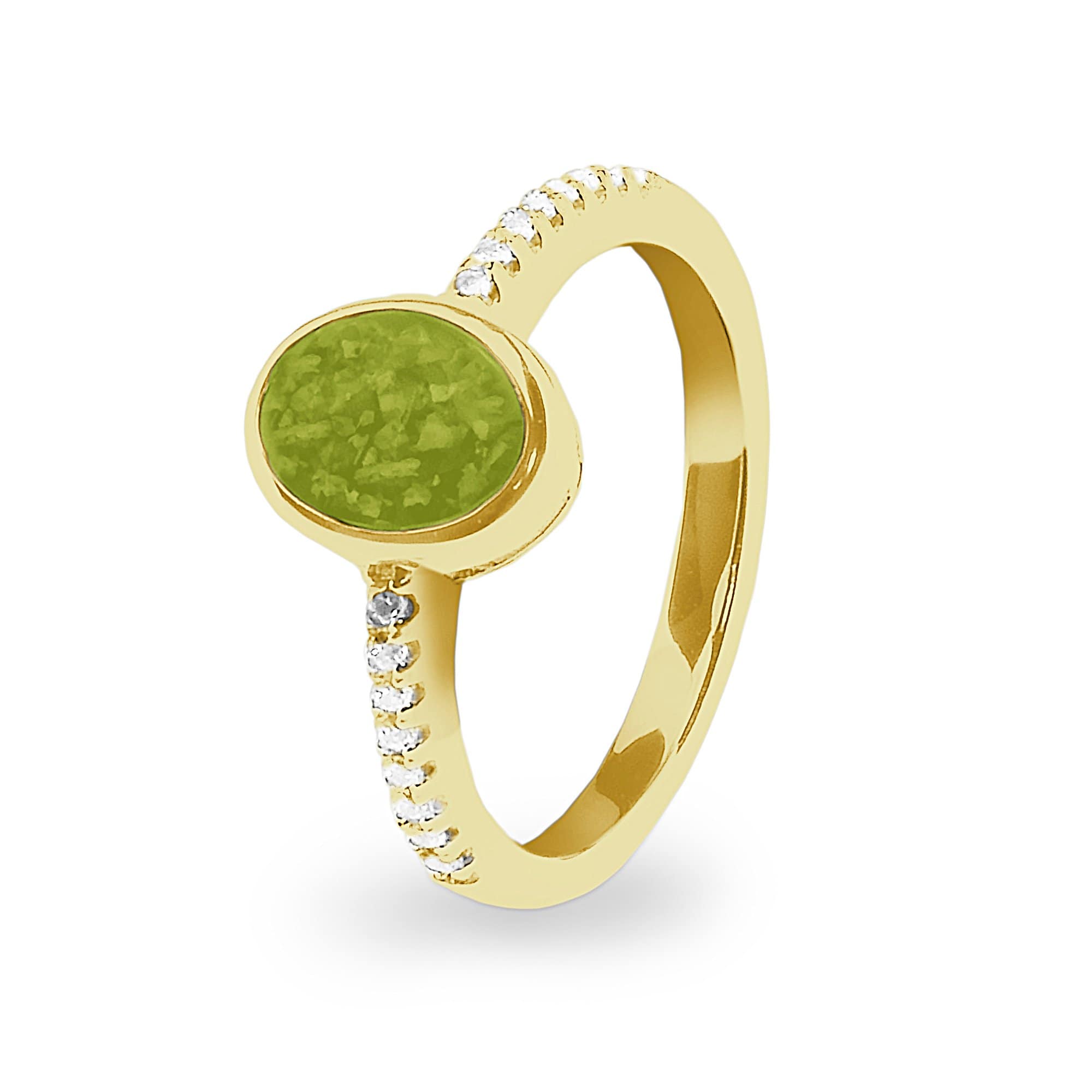 EverWith Ladies Guard Memorial Ashes Ring - 9k Yellow Gold - Green