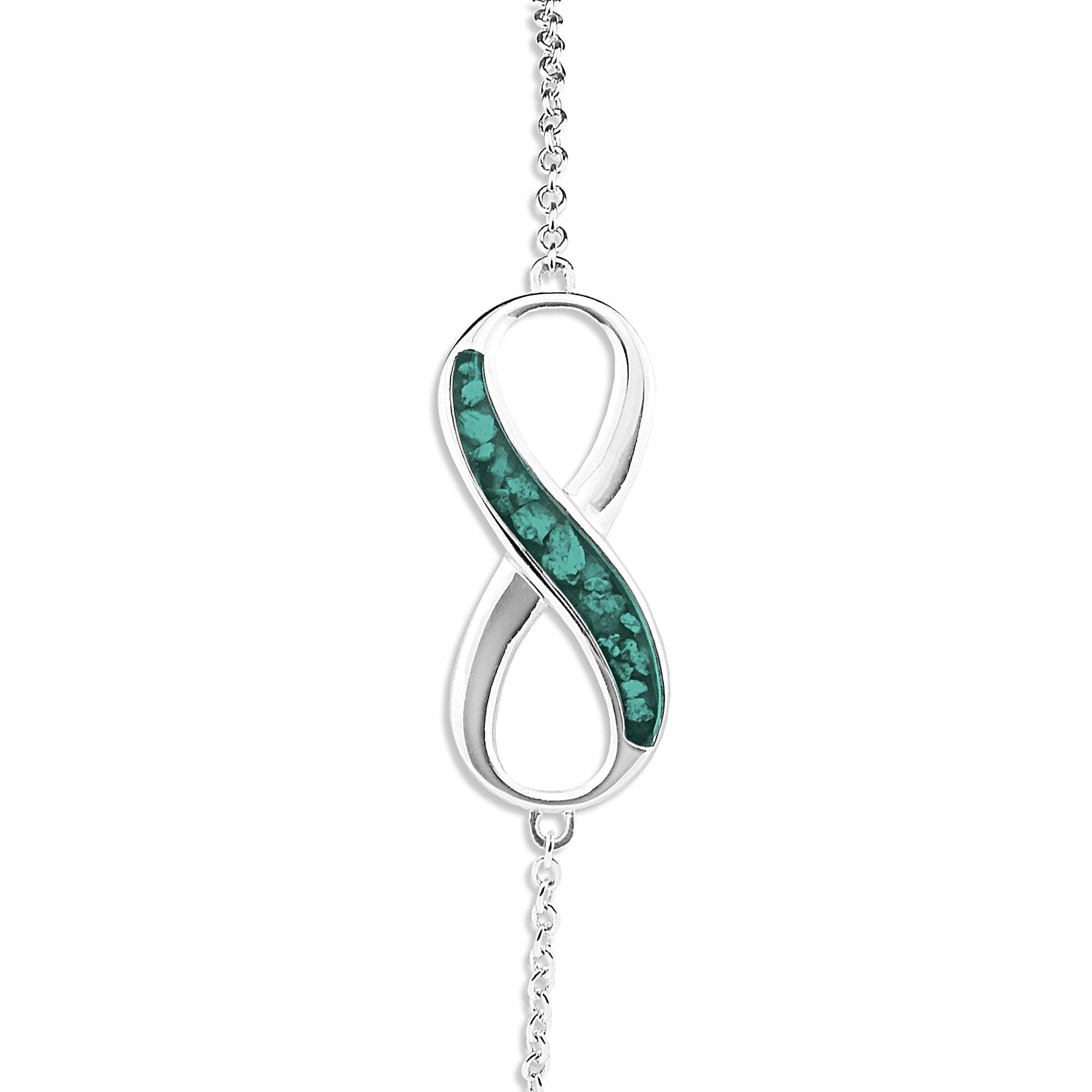 EverWith Ladies Infinity Memorial Ashes Bracelet - Sterling Silver - Aqua