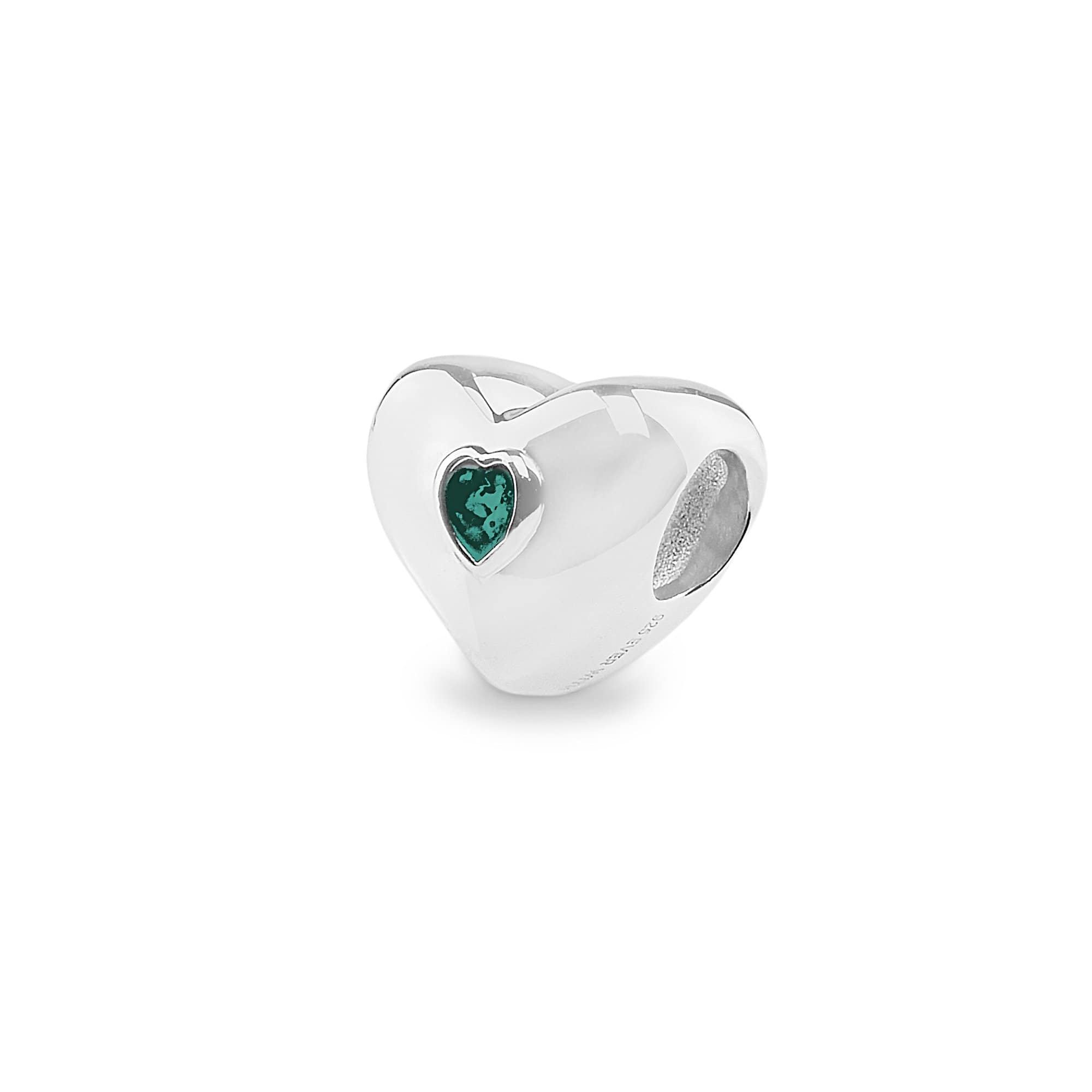 EverWith Heart Memorial Ashes Charm Bead - Sterling Silver - Aqua