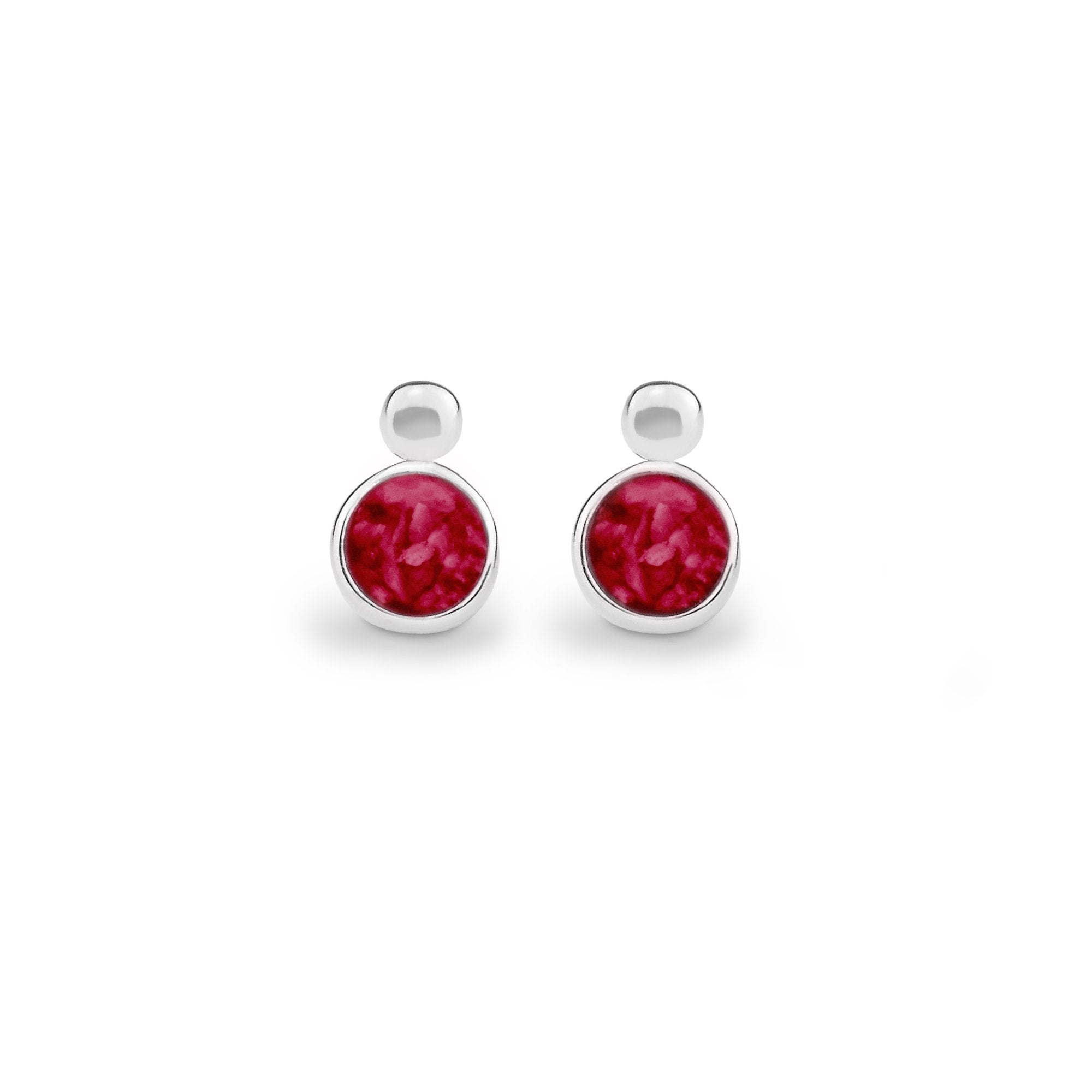EverWith Delicate Drop Memorial Ashes Earrings - Sterling Silver - Red