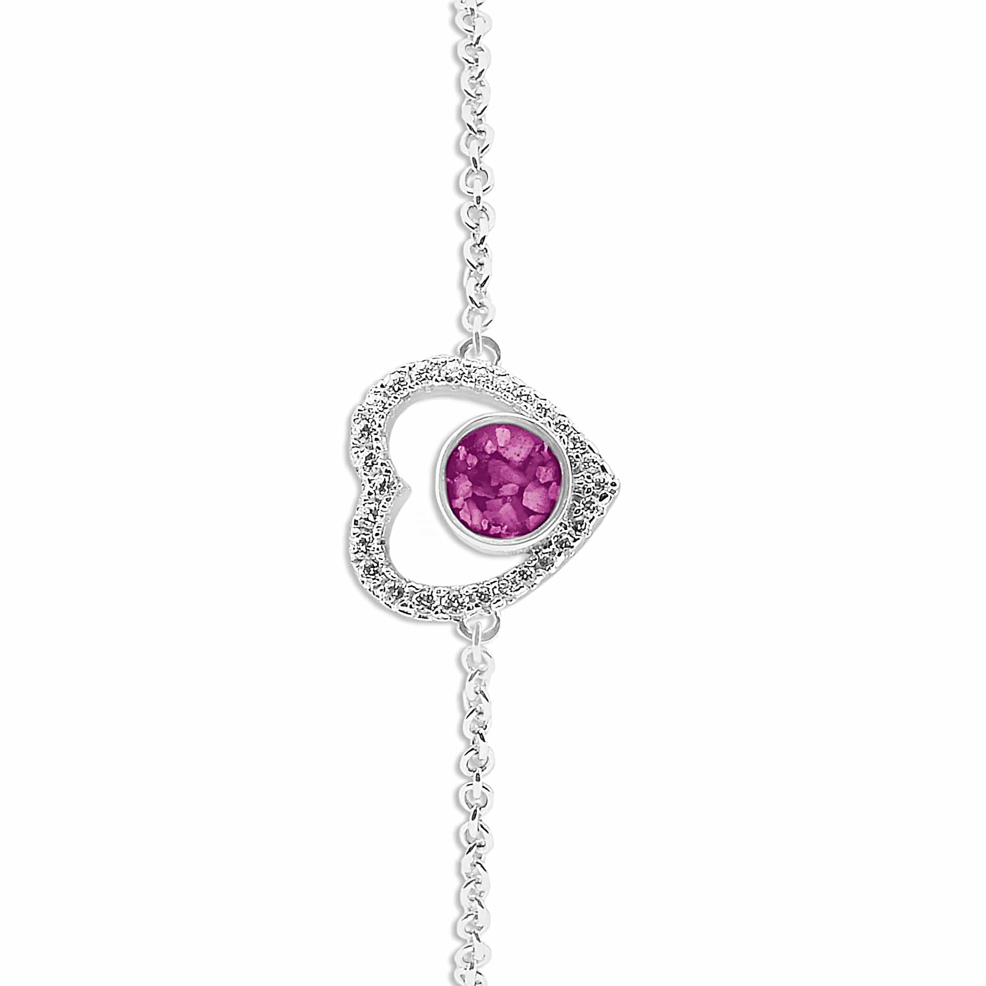 EverWith Ladies Forever Memorial Ashes Bracelet with Fine Crystals - Sterling Silver - Pink