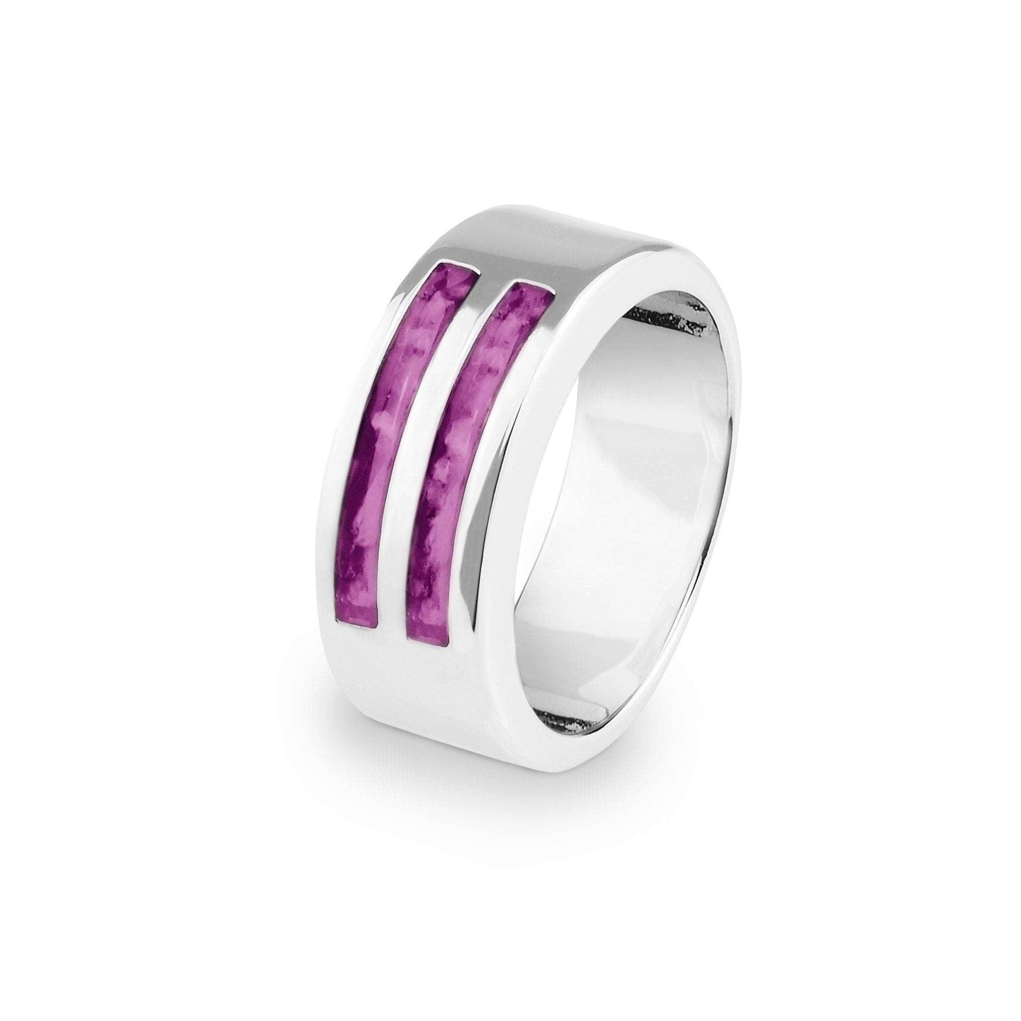 EverWith Gents Traditional Memorial Ashes Ring - Sterling Silver - Pink