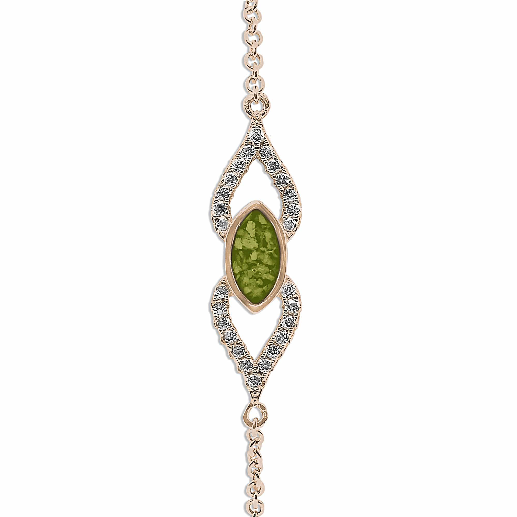 EverWith Ladies Respect Memorial Ashes Bracelet with Fine Crystals - 9k Rose Gold - Green