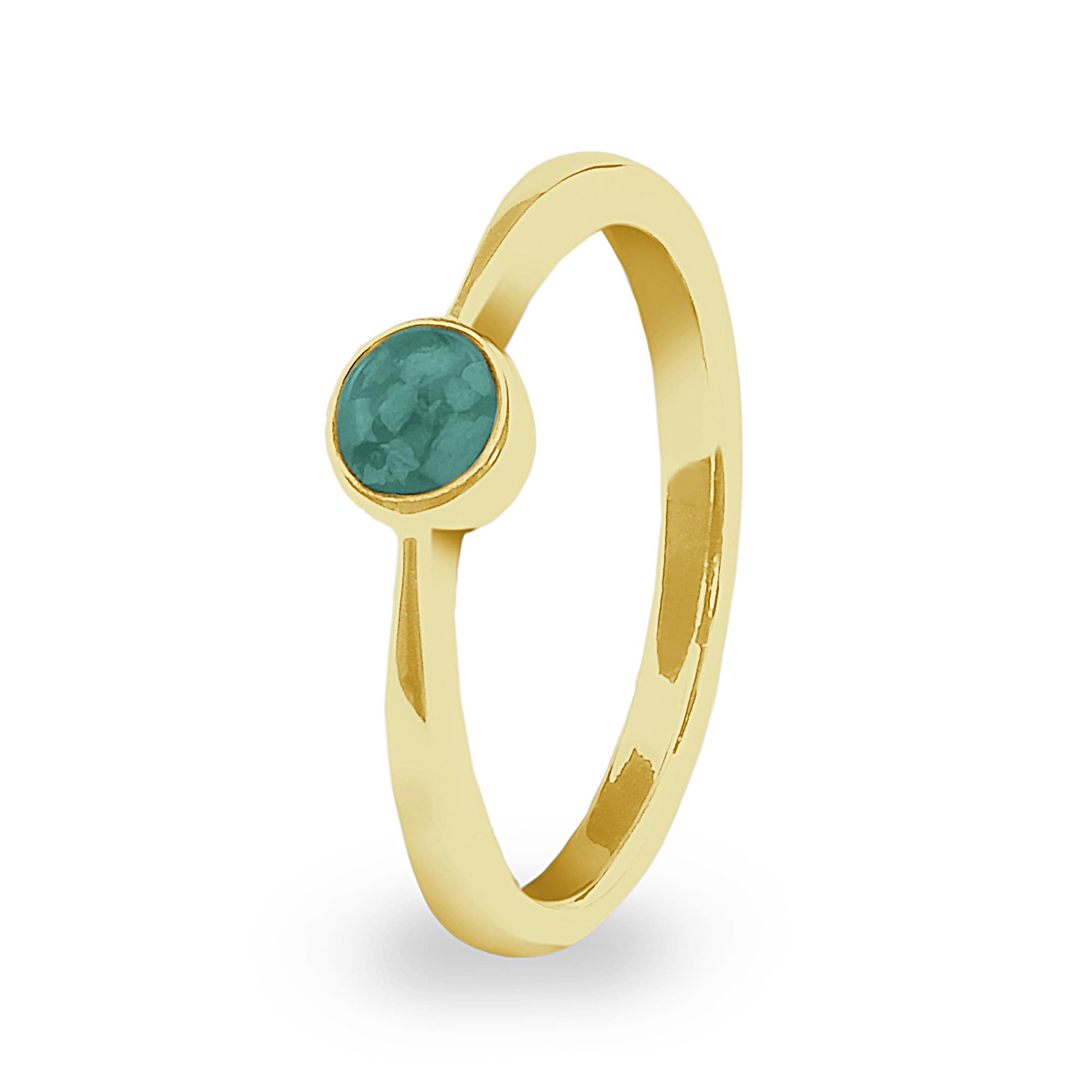 EverWith Ladies Bijou Memorial Ashes Ring - 9k Yellow Gold - Aqua