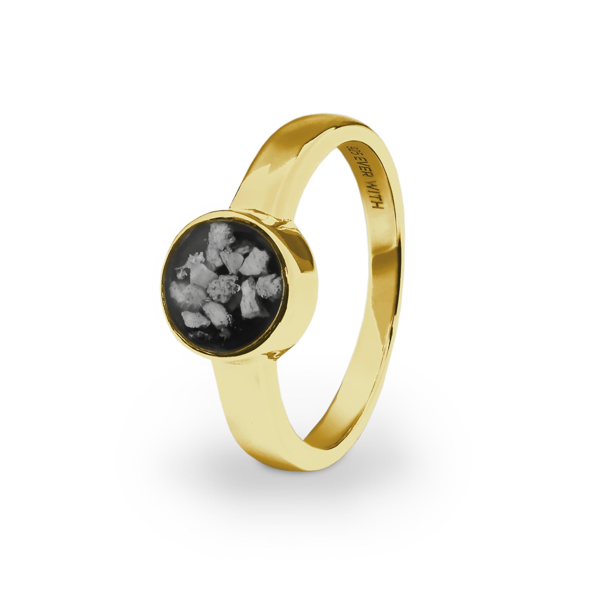 EverWith Ladies Classic Round Memorial Ashes Ring - 9k Yellow Gold - Black