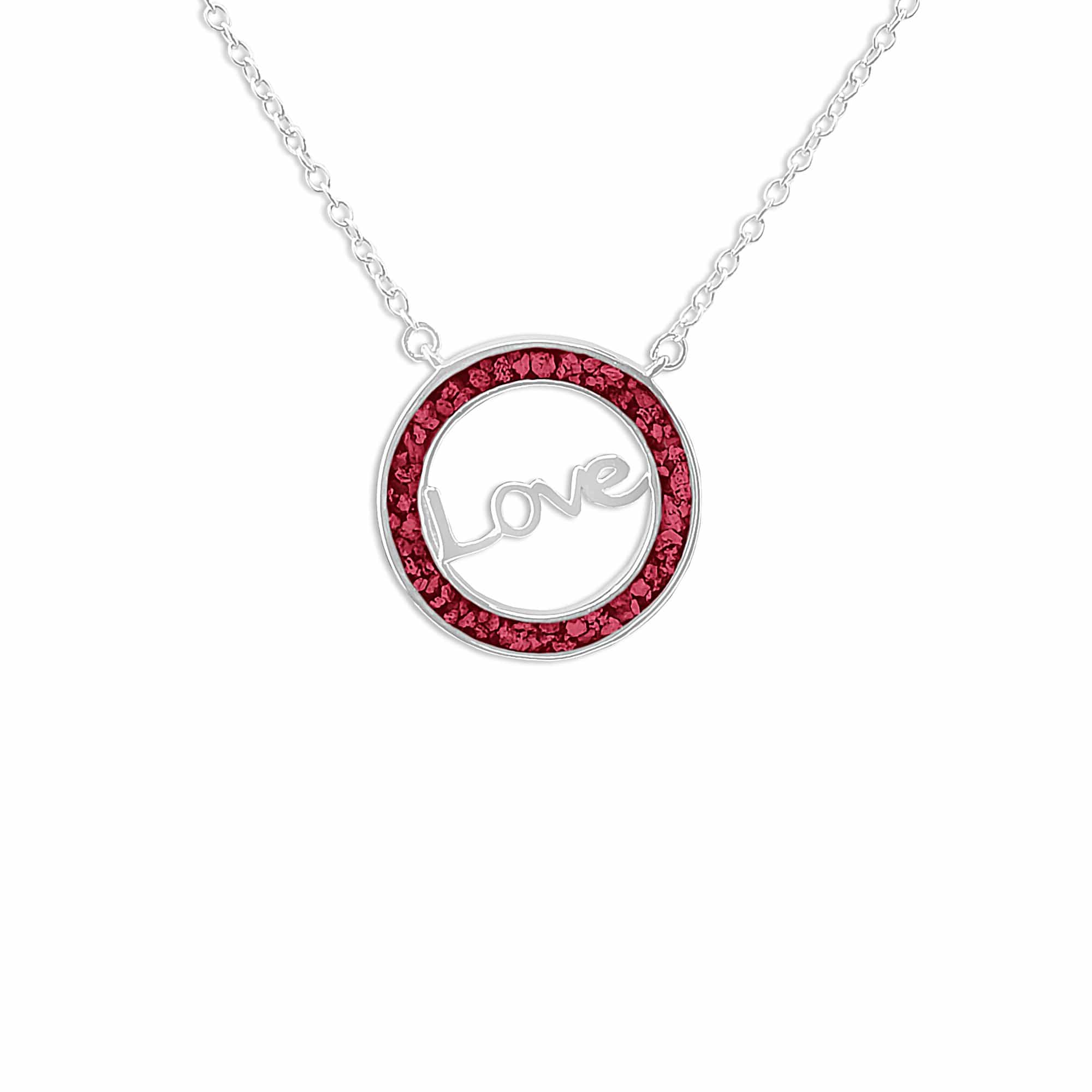 EverWith Ladies Love Memorial Ashes Necklace - Sterling Silver - Red