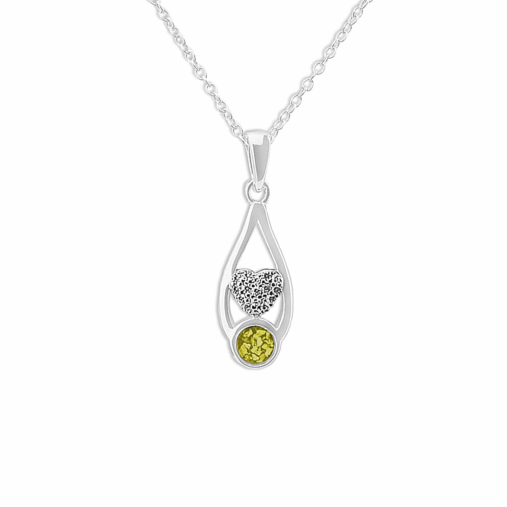 EverWith Ladies Protect Memorial Ashes Pendant with Fine Crystals - Sterling Silver - Yellow