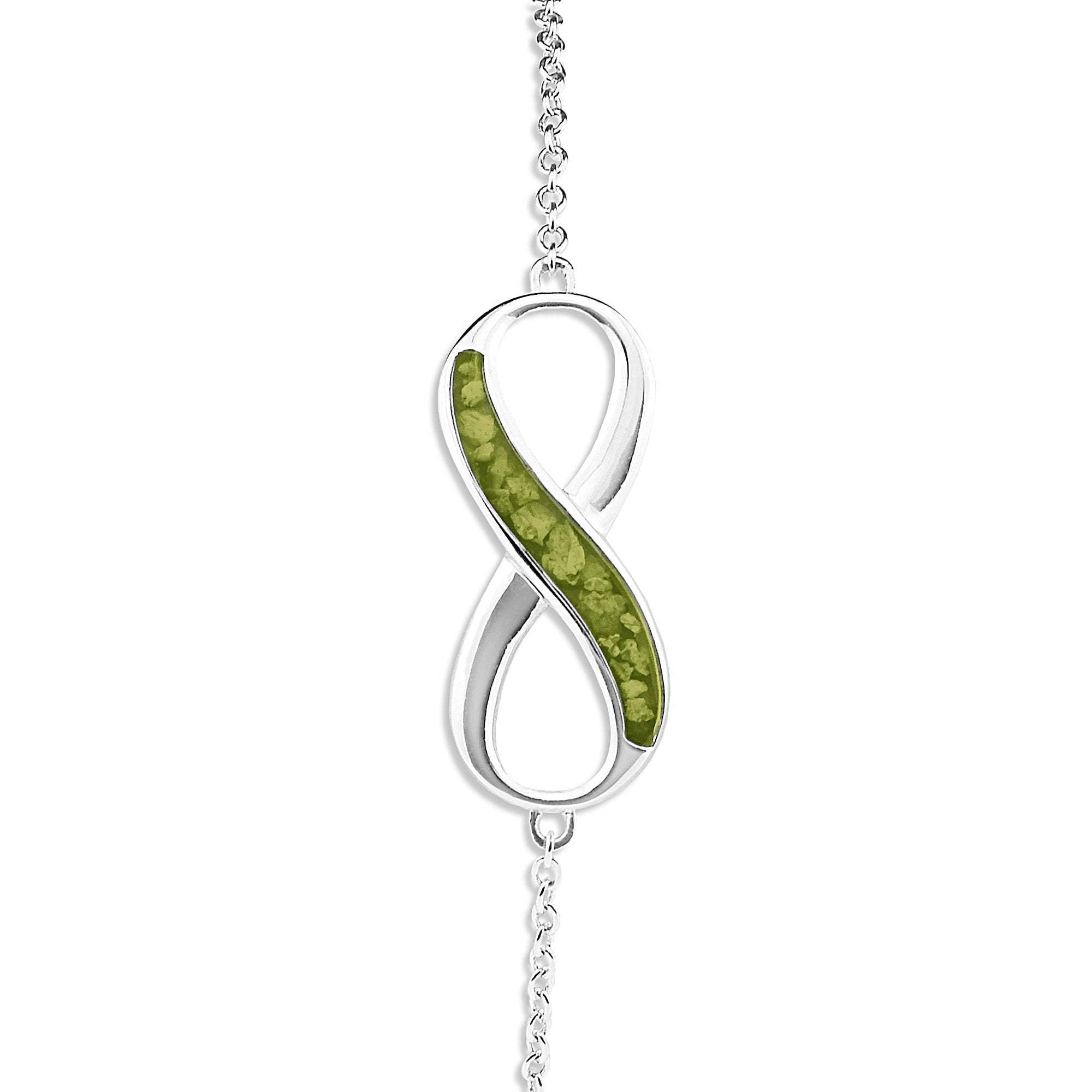 EverWith Ladies Infinity Memorial Ashes Bracelet - Sterling Silver - Green