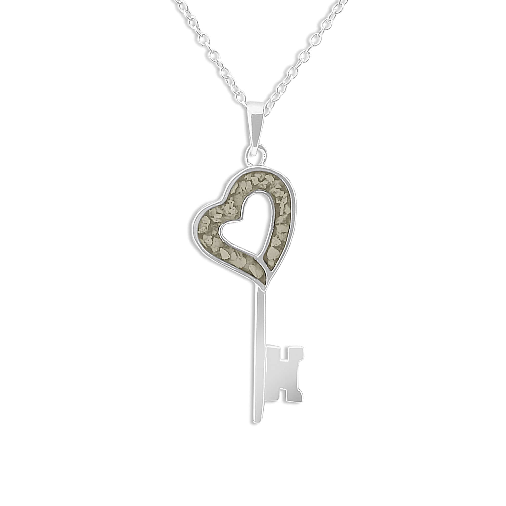 EverWith Ladies Key Memorial Ashes Pendant - Sterling Silver - Transparent