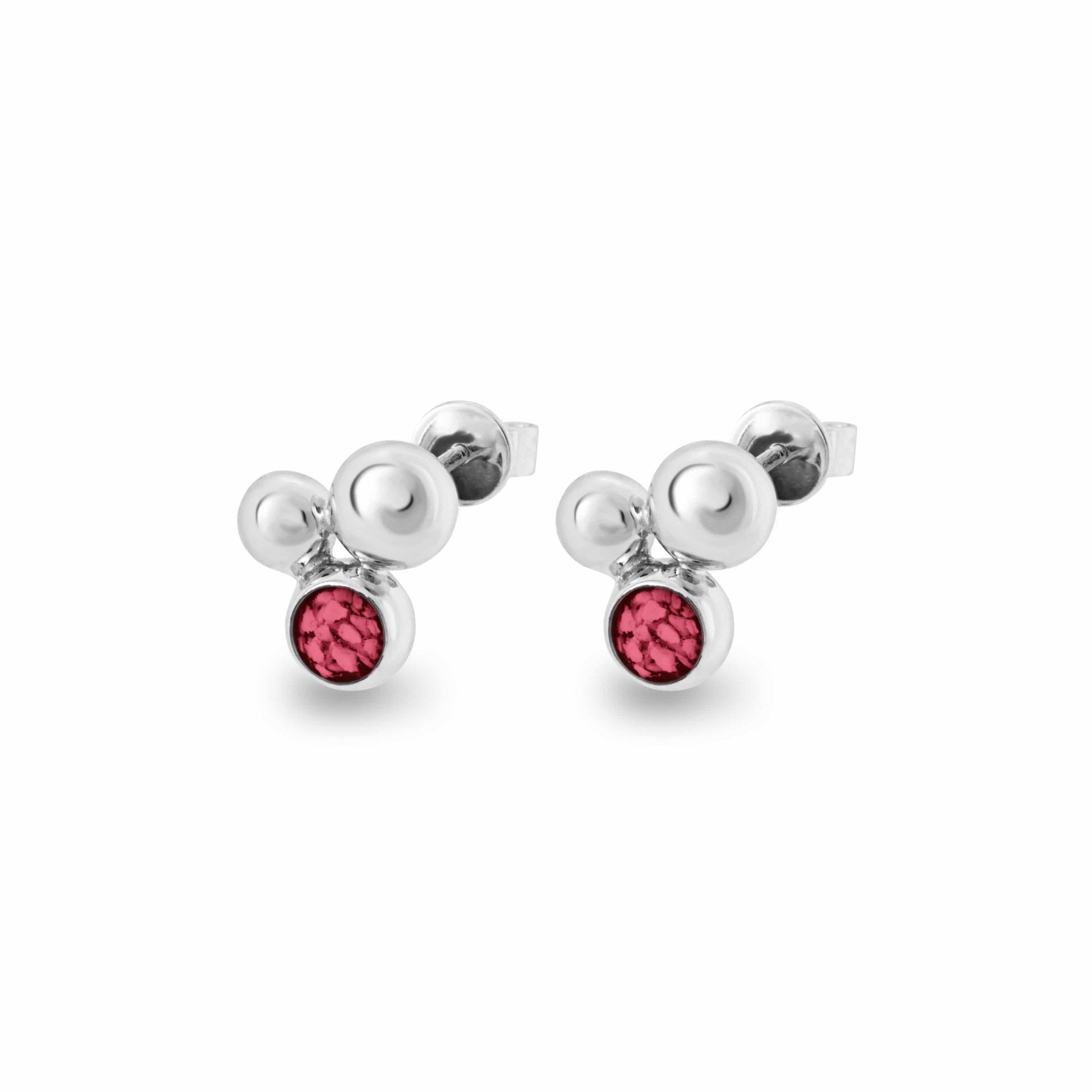 EverWith Ladies Rondure Array Memorial Ashes Earrings - Sterling Silver - Red