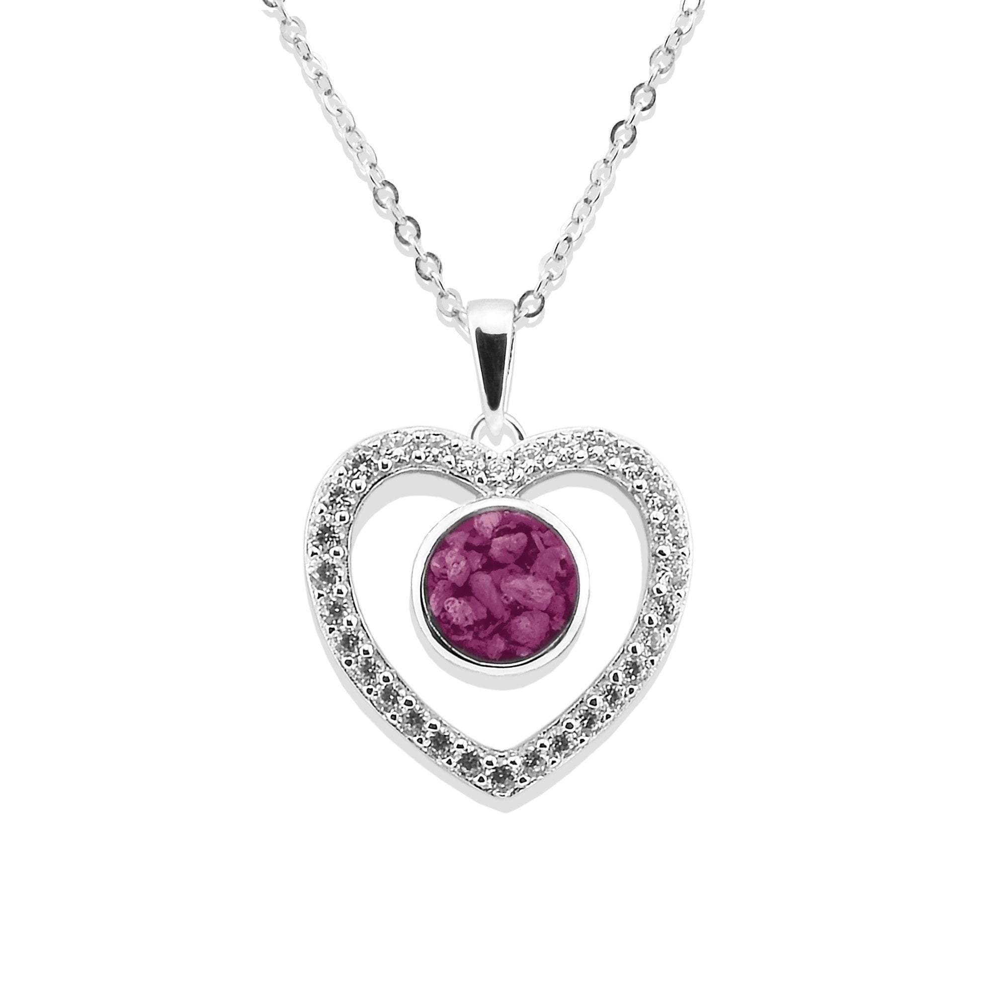 EverWith Ladies Forever Memorial Ashes Pendant with Fine Crystals - Sterling Silver - Violet