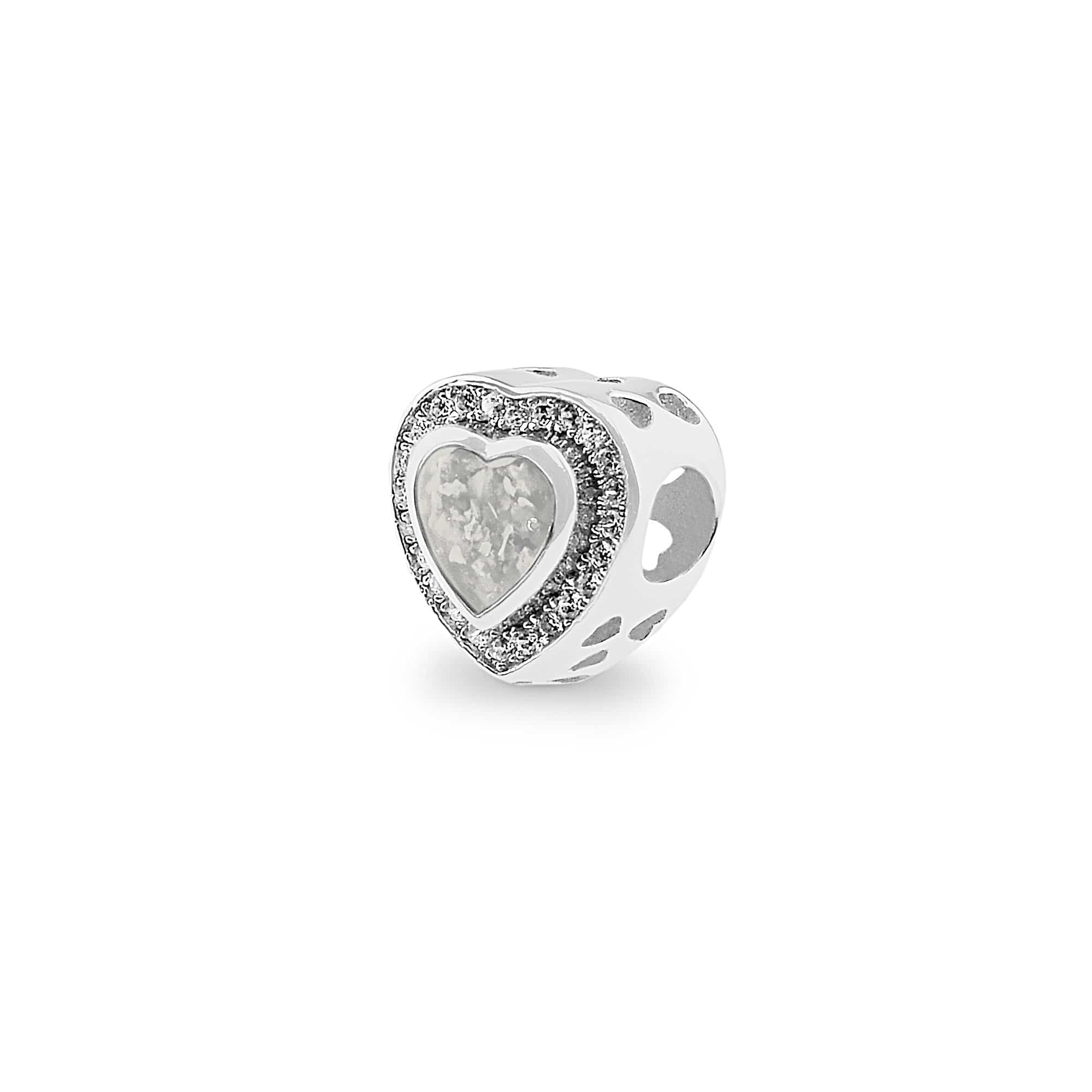 EverWith Comfort Memorial Ashes Charm Bead with Fine Crystals - Sterling Silver - White