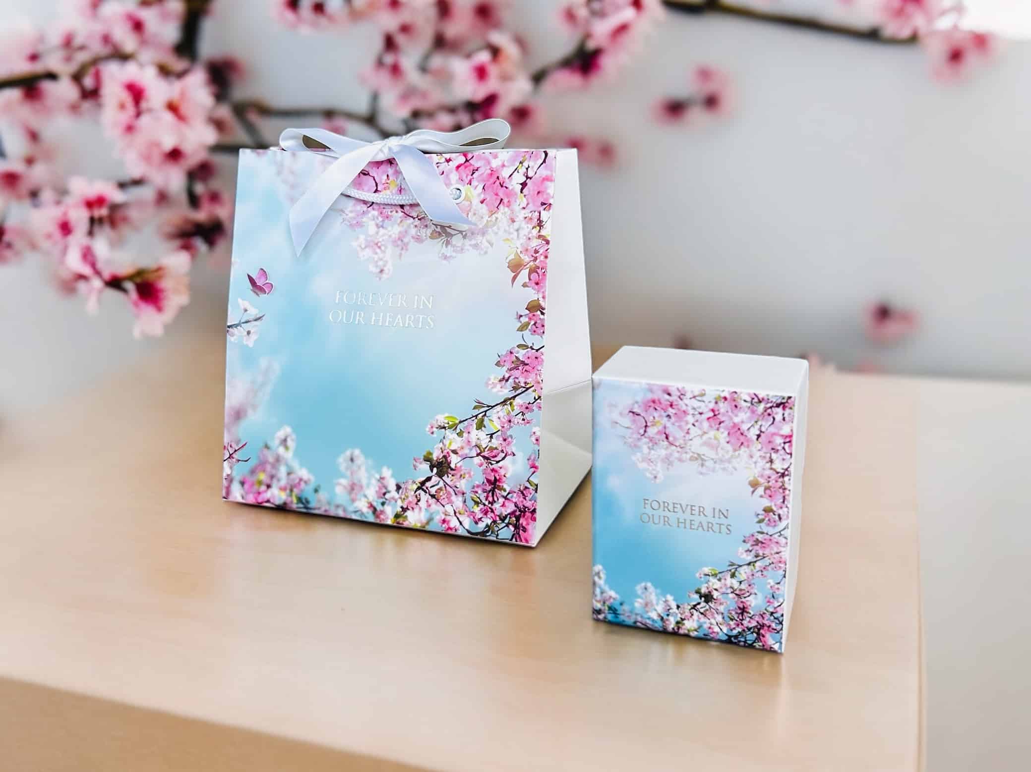 Opuluxe Keepsake Box with Matching Bag - Pink Cherry Blossom