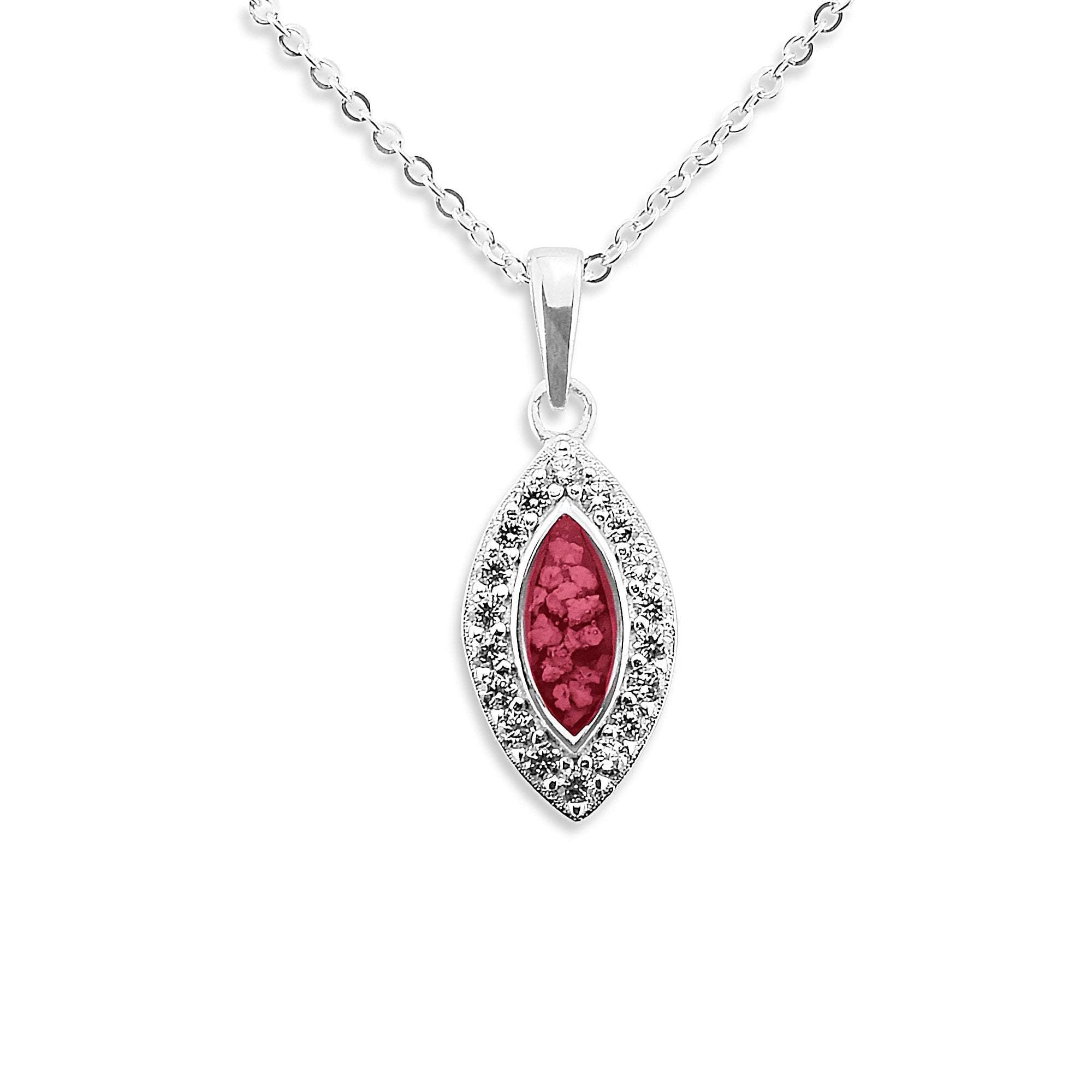 EverWith Ladies Marquise Memorial Ashes Pendant with Fine Crystals - Sterling Silver - Red