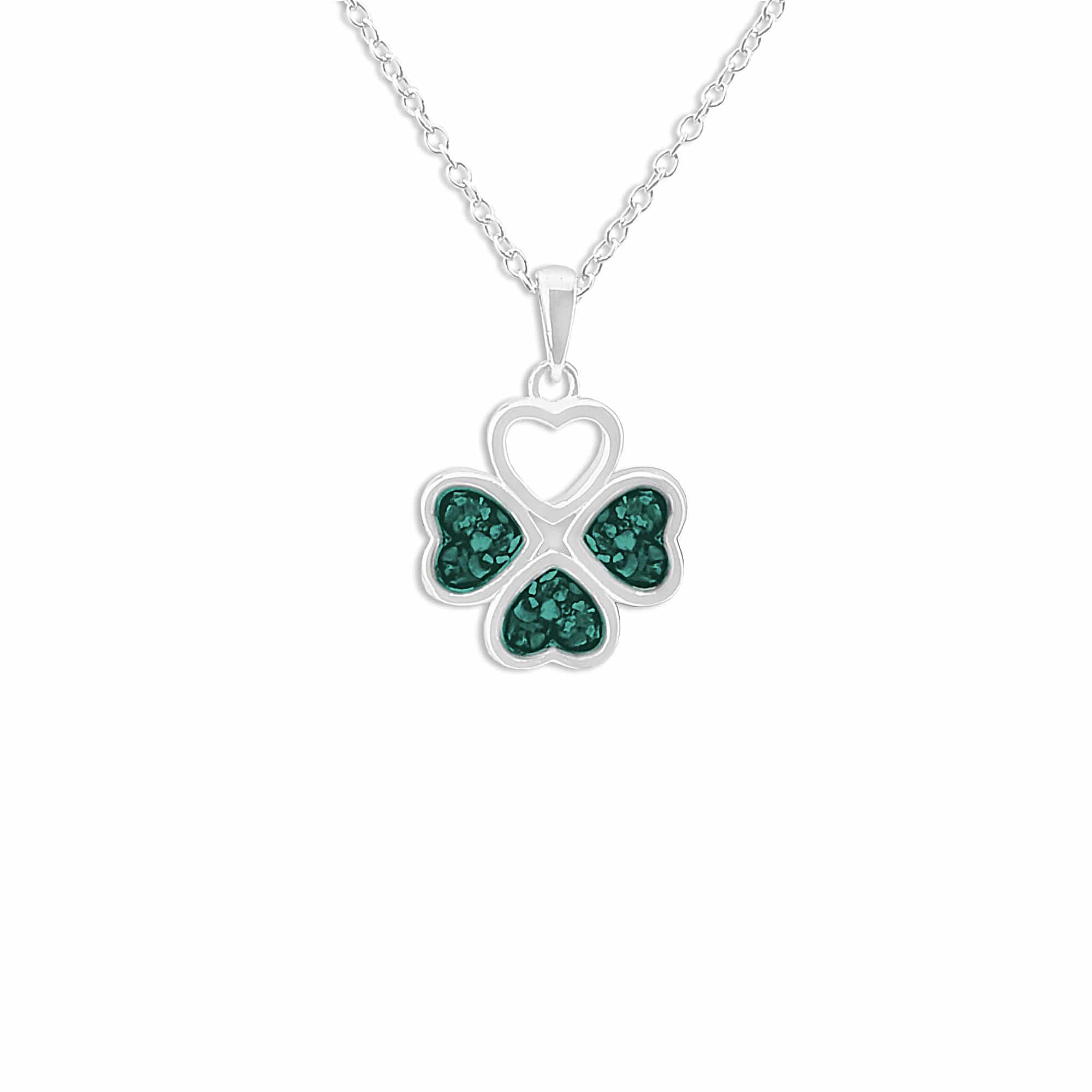 EverWith Ladies Clover Memorial Ashes Pendant - Sterling Silver - Aqua