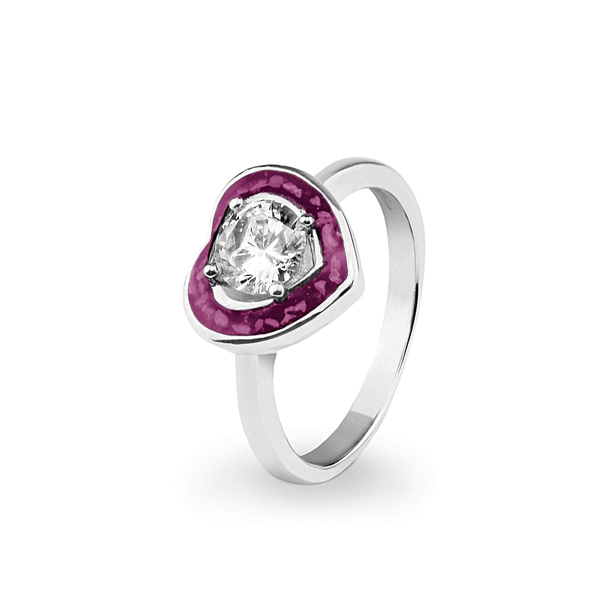 EverWith Ladies Beloved Memorial Ashes Ring with Fine Crystal - Sterling Silver - Violet