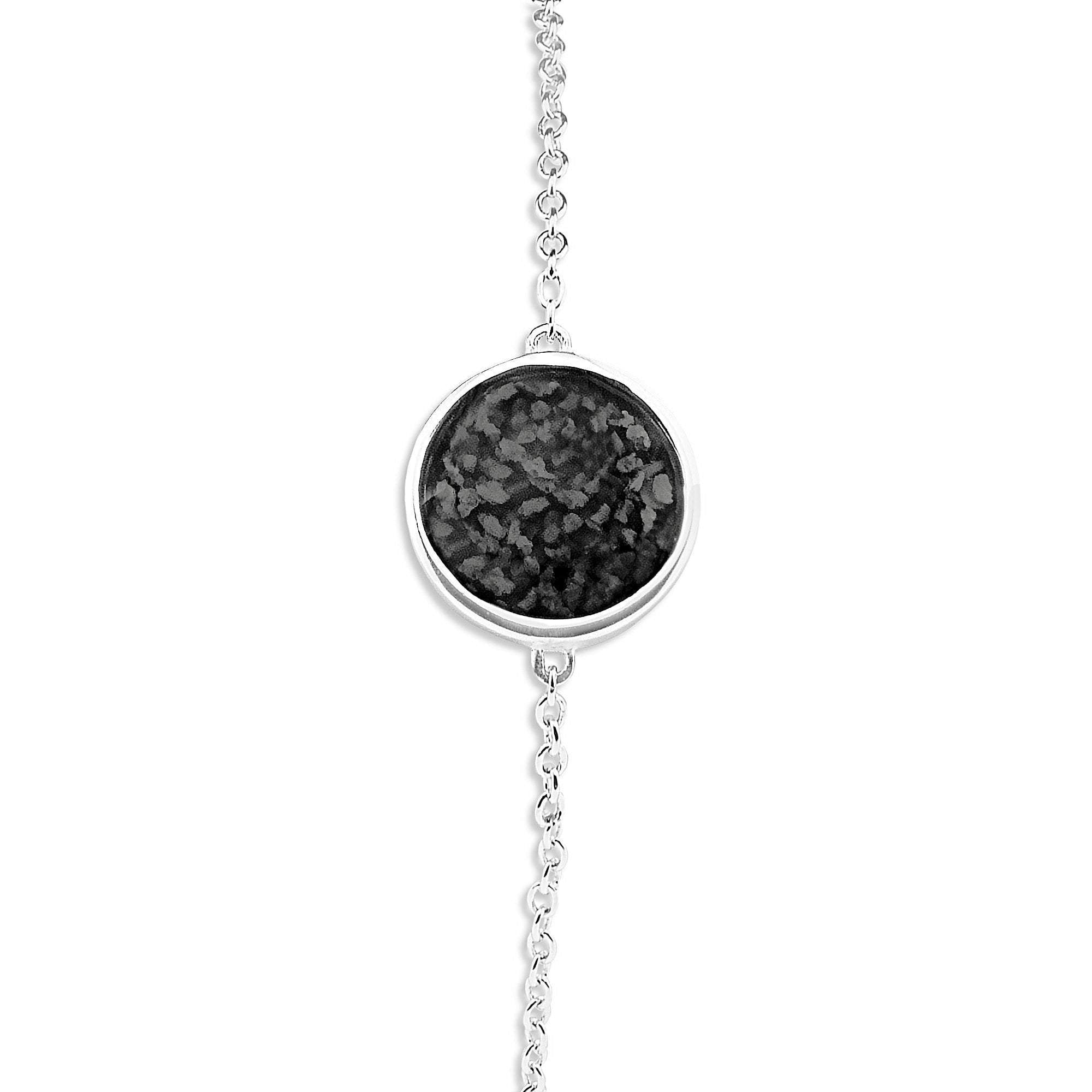EverWith Ladies Classic Round Memorial Ashes Bracelet - Sterling Silver - Black