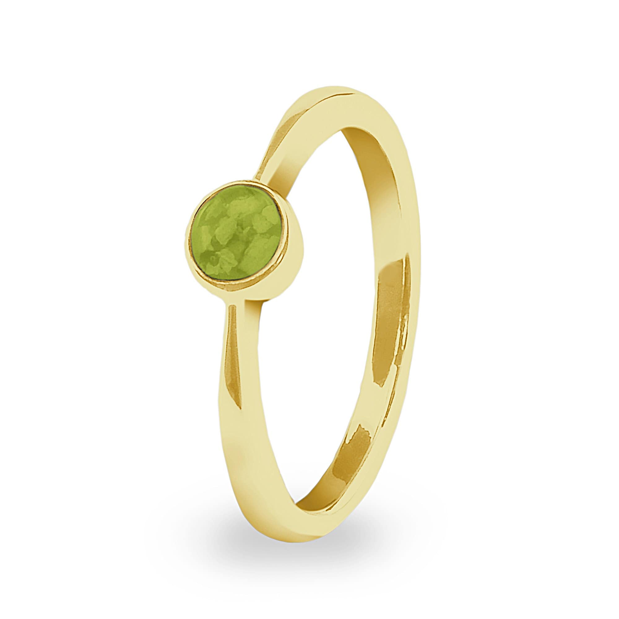 EverWith Ladies Bijou Memorial Ashes Ring - 9k Yellow Gold - Green