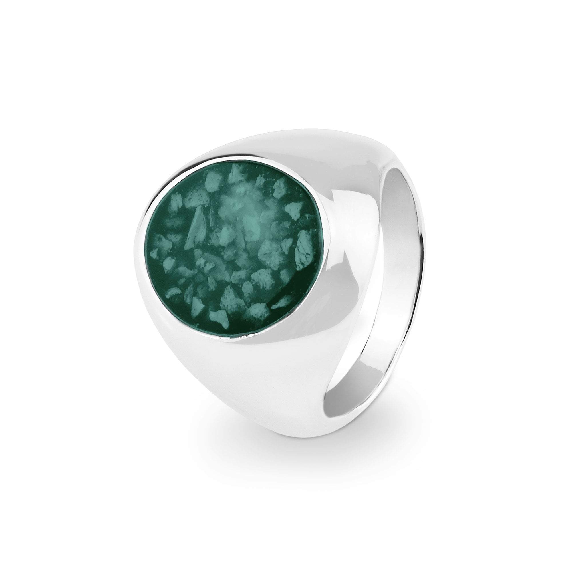 EverWith Gents Signet Memorial Ashes Ring - Sterling Silver - Aqua